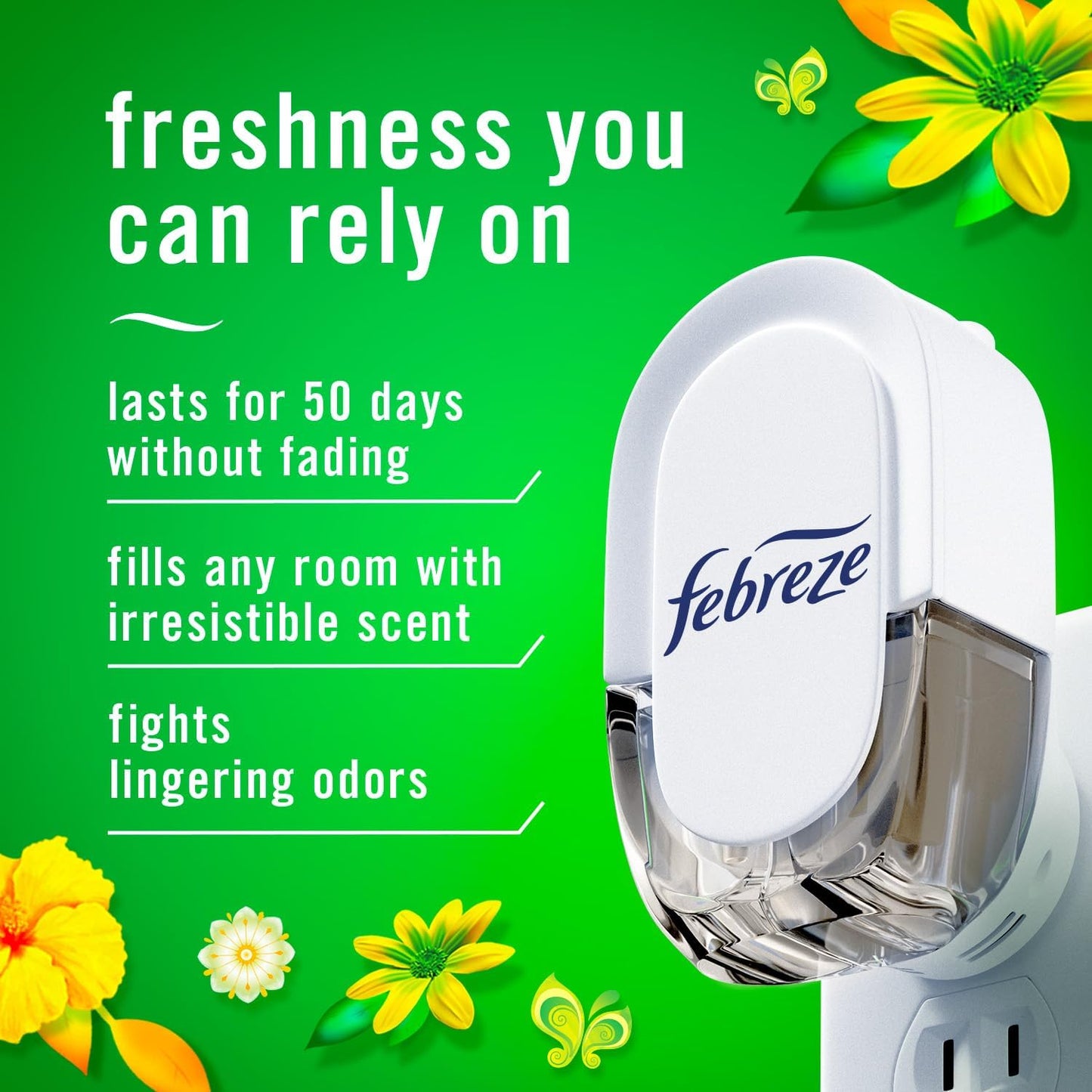 Plug In Air Freshener. Odor-Fighting Scented Oil Refill. Air Fresheners for Home and Bathroom and Kitchen. Long Lasting for Strong Odors. Gain Original Scent. 0.87oz Refills. 3 Count