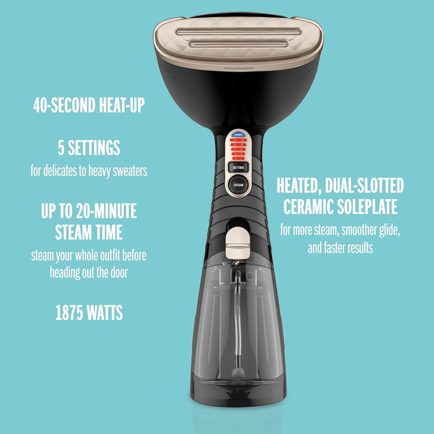 Handheld Garment Steamer for Clothes. Turbo ExtremeSteam 1875W. Portable Handheld Design. Strong Penetrating Steam - Amazon Exclusive in Black (GS59B)
