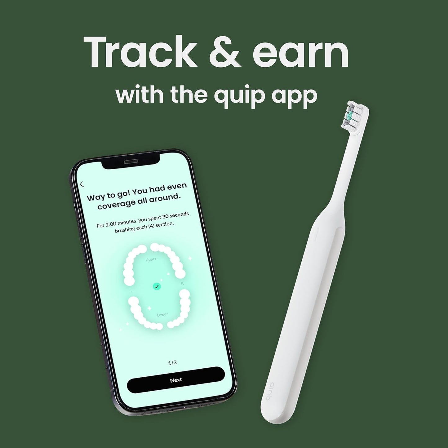 Next Generation Smart Toothbrush - Timed Electric Toothbrush with Case - Replaceable Brush Head. Soft Bristles. Silicone Handle. 30-Day Battery Life - Travel Toothbrush - Stone