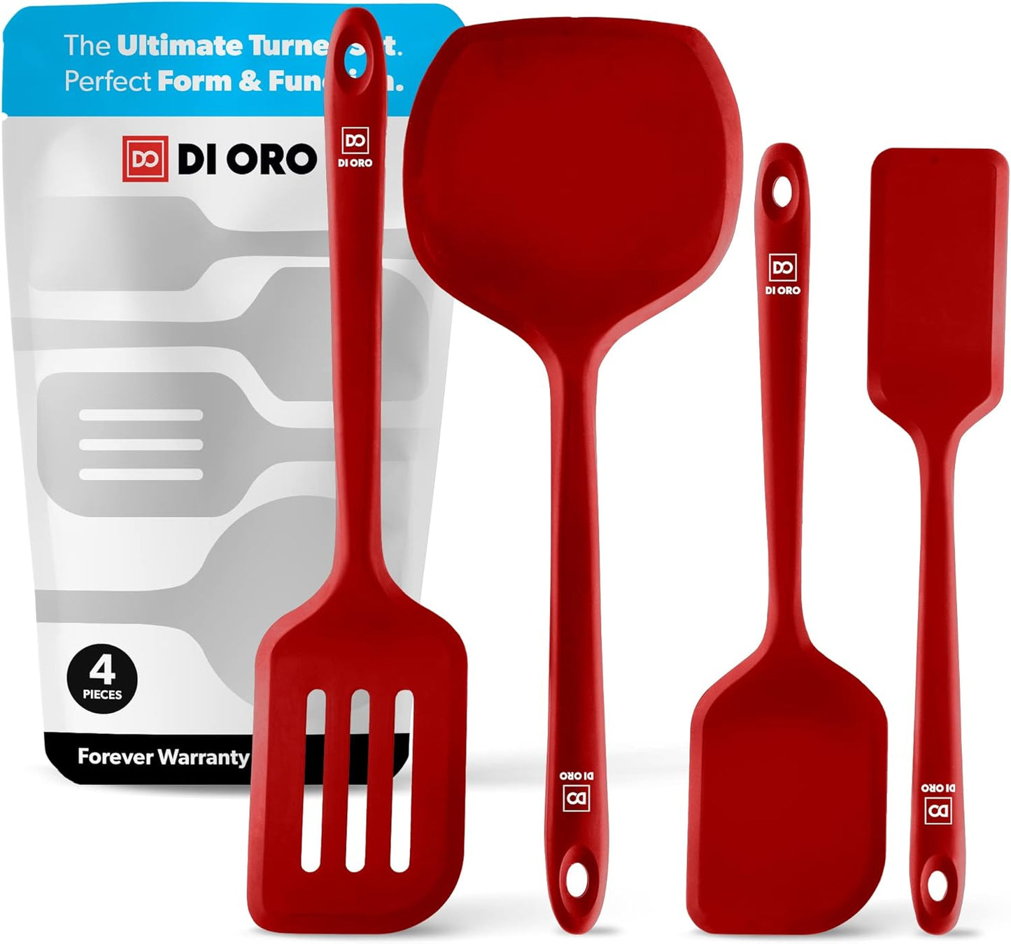 New Silicone Turner Spatula Set - Kitchen Spatulas for Nonstick Cookware - Cooking Utensils for Flipping Eggs & Pancakes - 600°F Heat-Resistant BPA Free Turners - Dishwasher Safe (4pc. Sage)
