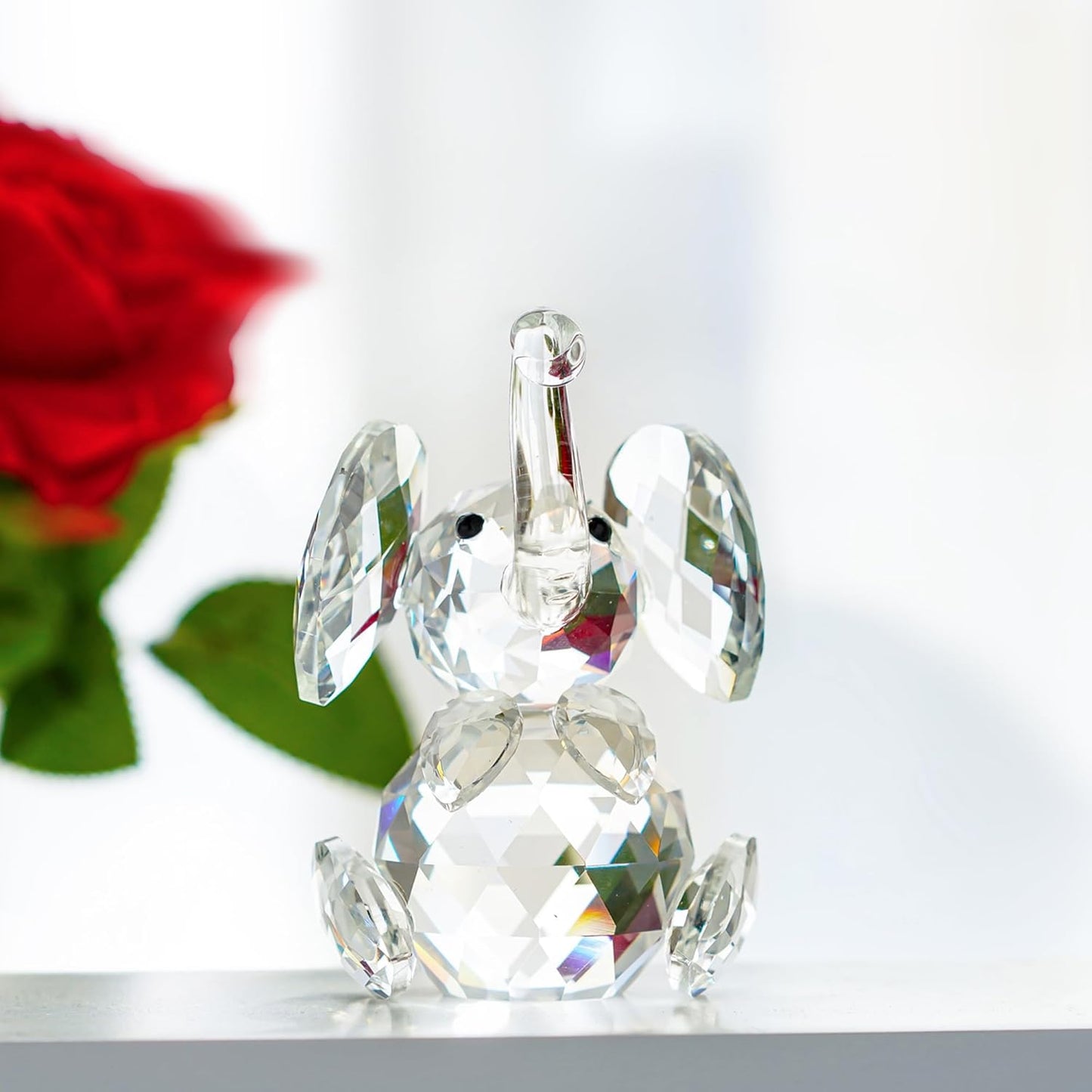 Crystal Cute Elephant Figurine Collection Cut Glass Ornament Statue Animal Collectible