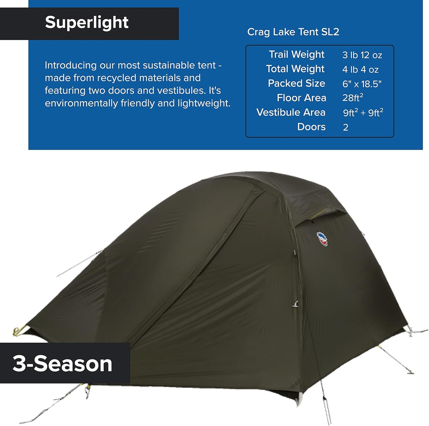 Crag Lake SL2 & SL3 | Three Season. Freestanding. Sustainably-Produced Superlight Tent