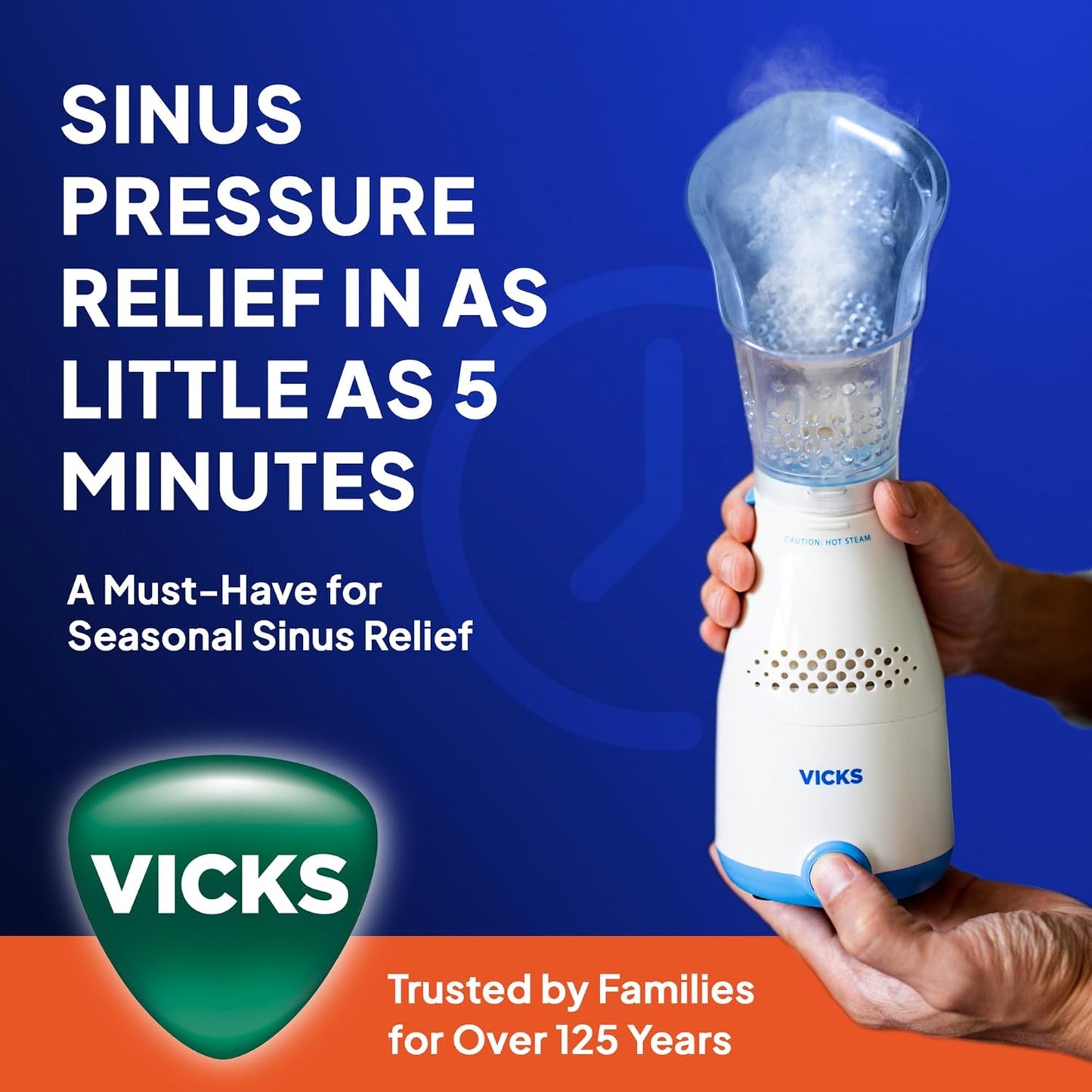 Sinus Inhaler - Non-Medicated Steam Relief for Allergies, Congestion, Coughs and Colds, Face Steamer, Soothes Nasal and Throat Passages, Use with VapoPads (1 Included), FSA and HSA Eligible
