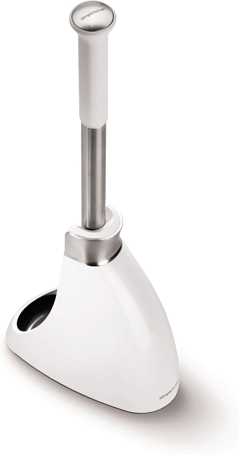 Toilet Brush with Caddy. Stainless Steel. White