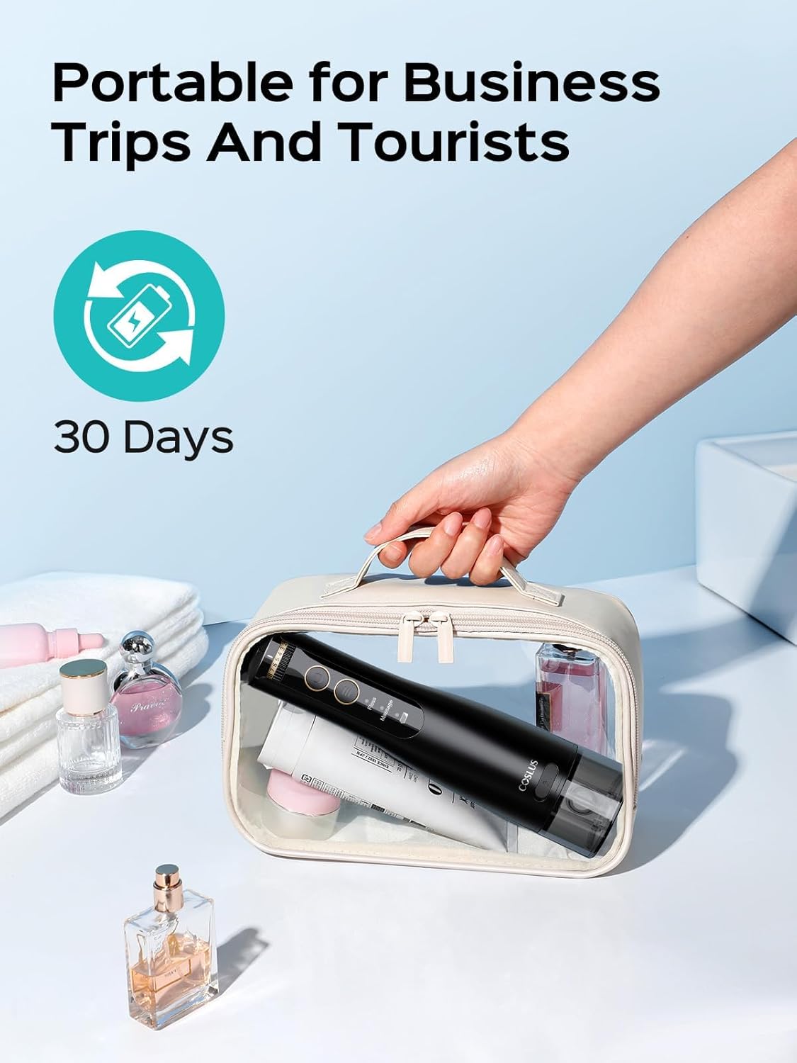 Cordless Water Flosser & Dental Pick for Teeth. Braces. Gums Care - Advanced 10 Pressure Settings for Multiple Users. Rechargeable. Portable for Travel. BPA-Free. Black. E40(WFP14)