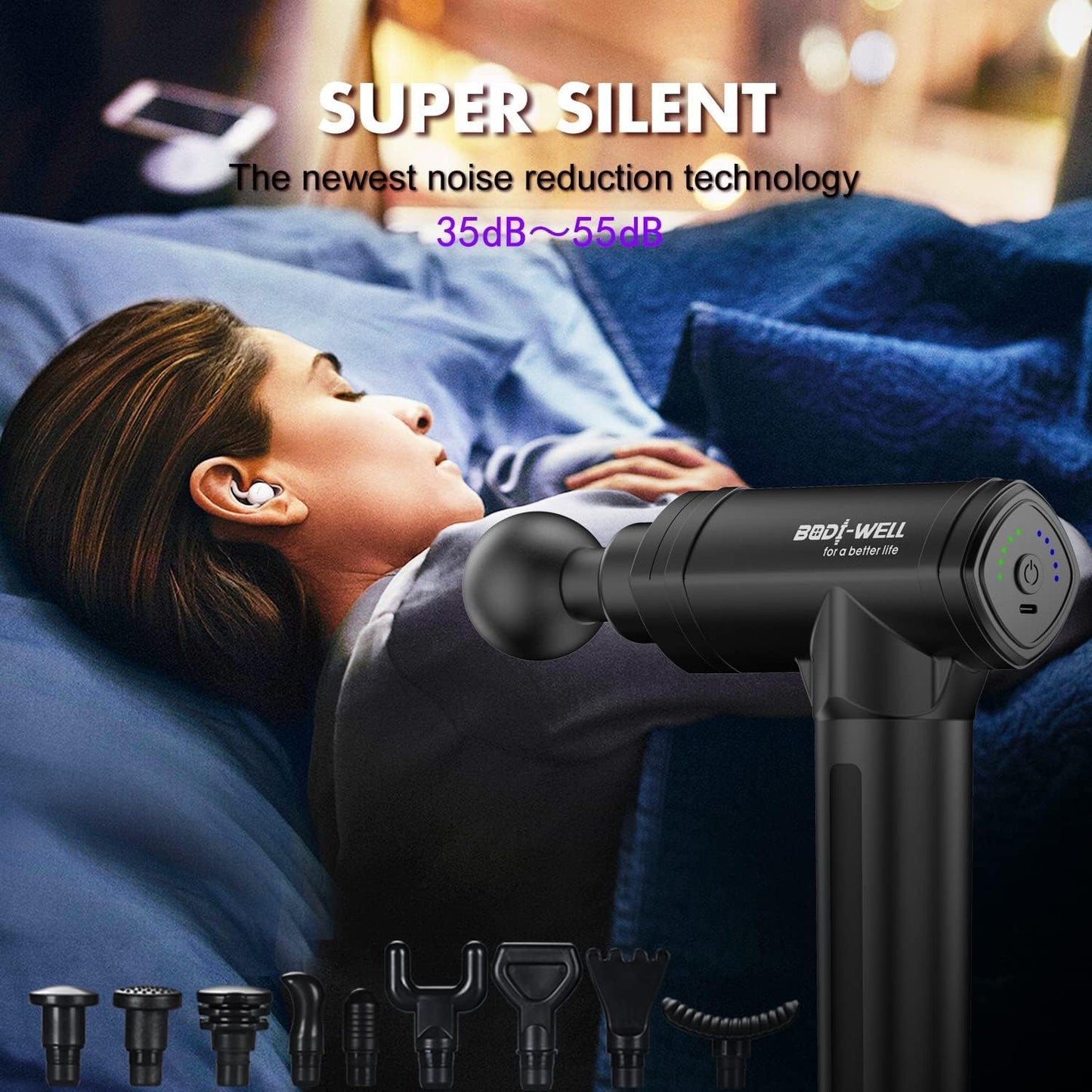 Massage Gun Deep Tissue - Back Muscle Massager w/High Torque Motor for Back Pain. Shoulder. Neck. Body. All Muscles Recover & Massage
