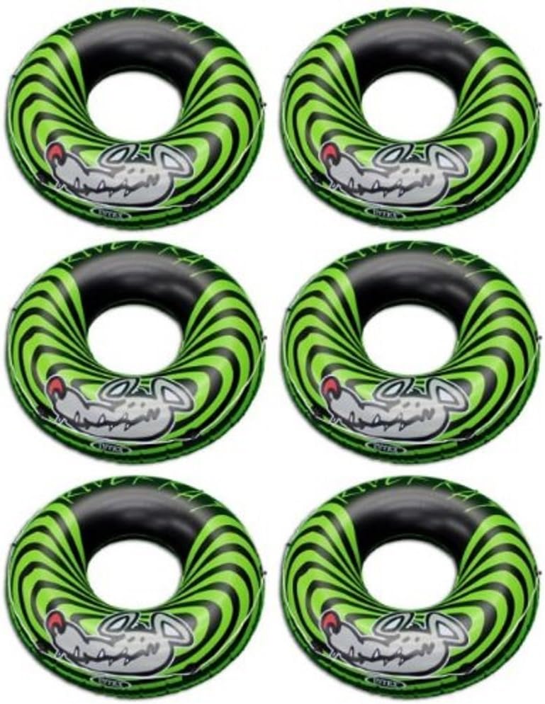 River Rat 48 Inch Inflatable Vinyl Towable Boat Floating Tube Raft for Swimming Pool and Lake in Green Rat or Graffiti Rat Design. Color Varies
