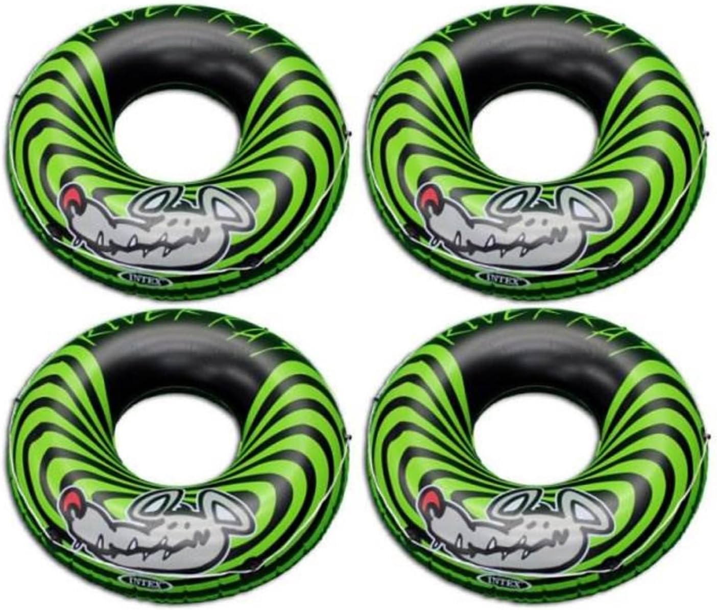 River Rat 48 Inch Inflatable Vinyl Towable Boat Floating Tube Raft for Swimming Pool and Lake in Green Rat or Graffiti Rat Design. Color Varies