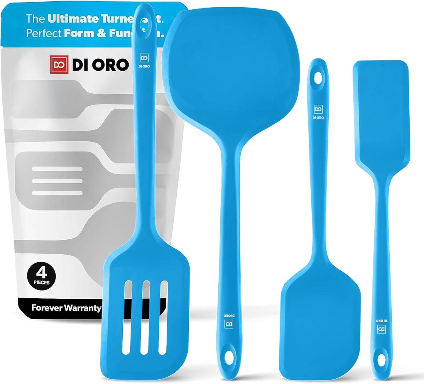 New Silicone Turner Spatula Set - Kitchen Spatulas for Nonstick Cookware - Cooking Utensils for Flipping Eggs & Pancakes - 600°F Heat-Resistant BPA Free Turners - Dishwasher Safe (4pc. Sage)