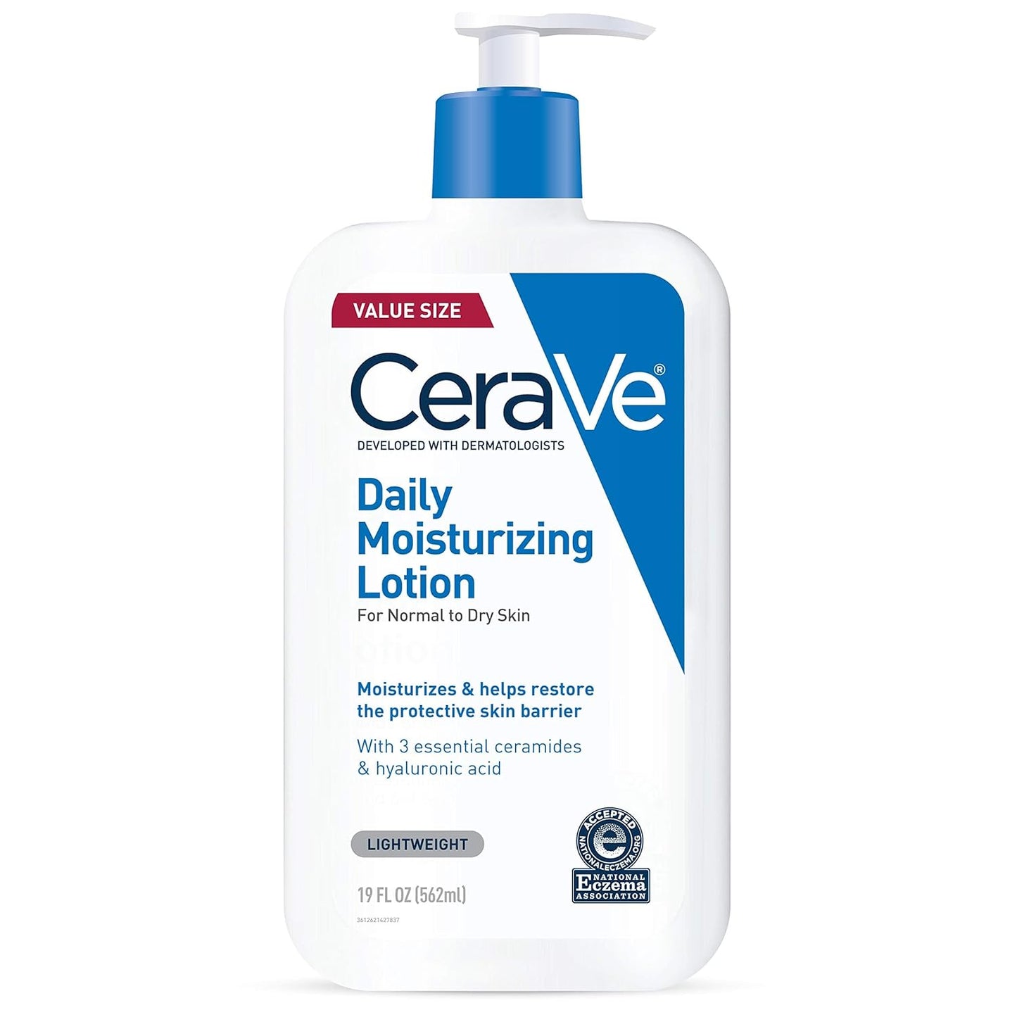 Daily Moisturizing Lotion for Dry Skin. Body Lotion & Face Moisturizer with Hyaluronic Acid and Ceramides. Daily Moisturizer. Fragrance Free. Oil-Free. 19 Ounce