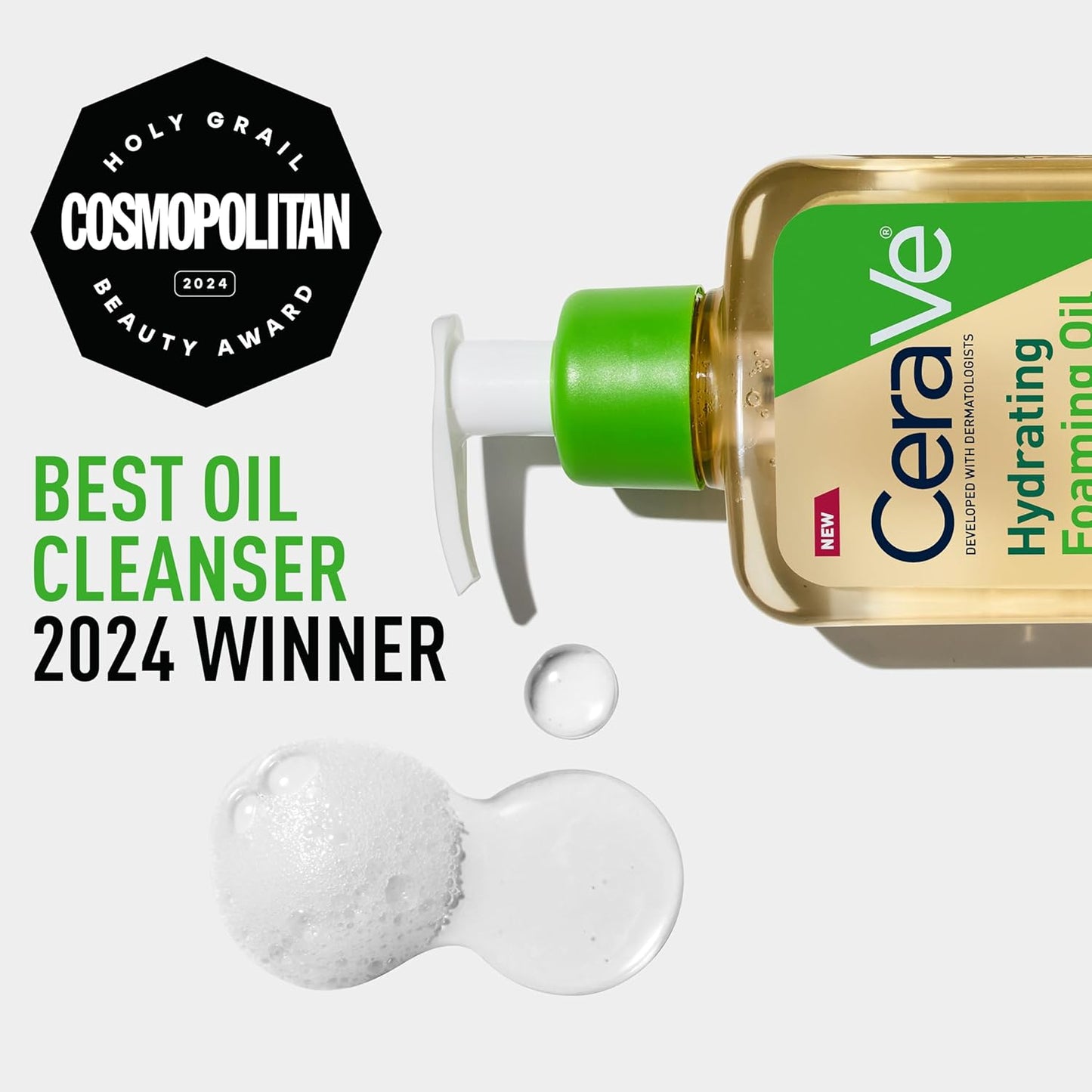 Hydrating Foaming Oil Cleanser. Moisturizing Oil Cleanser for Face & Body. Squalane Oil + Hyaluronic Acid + Ceramides. For Dry to Very Dry Skin. Fragrance Free & Residue Free. 19 FL Oz