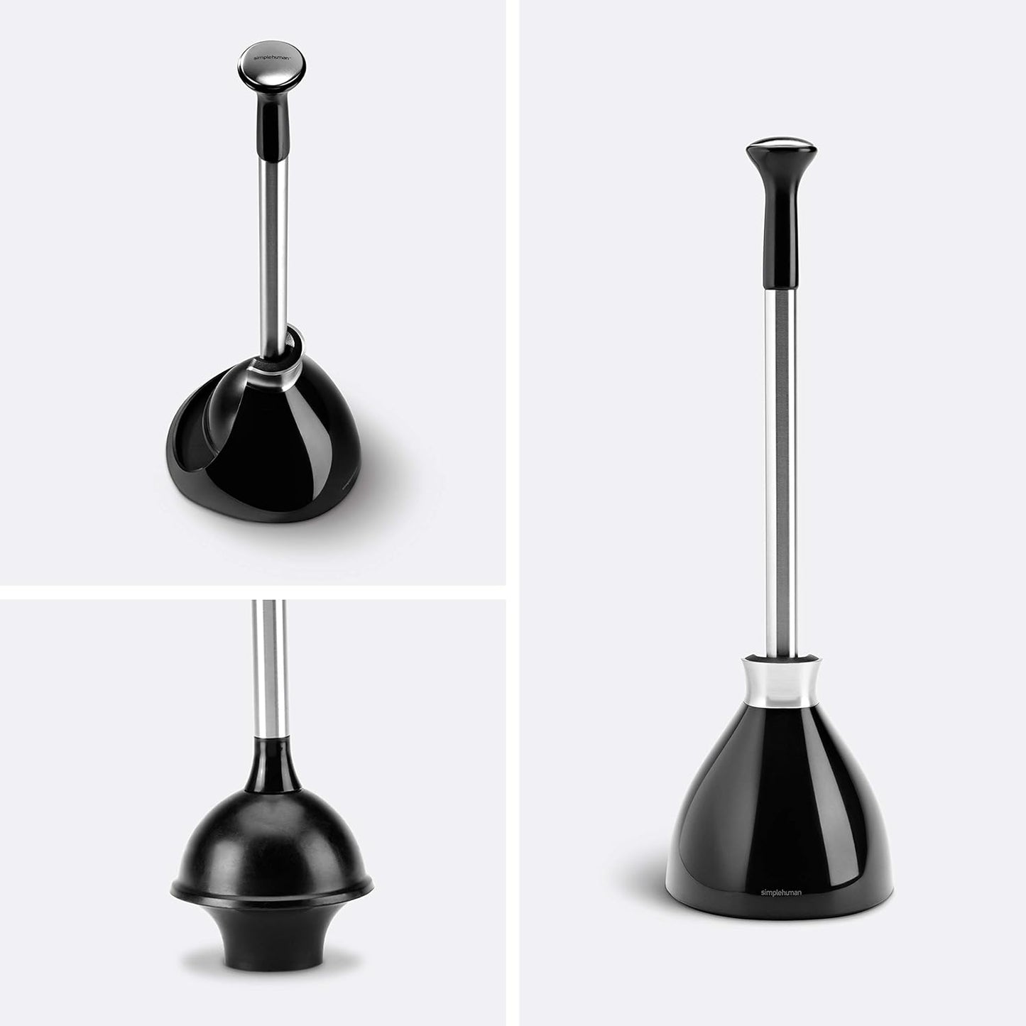 Toilet Plunger and Caddy Stainless Steel. Black