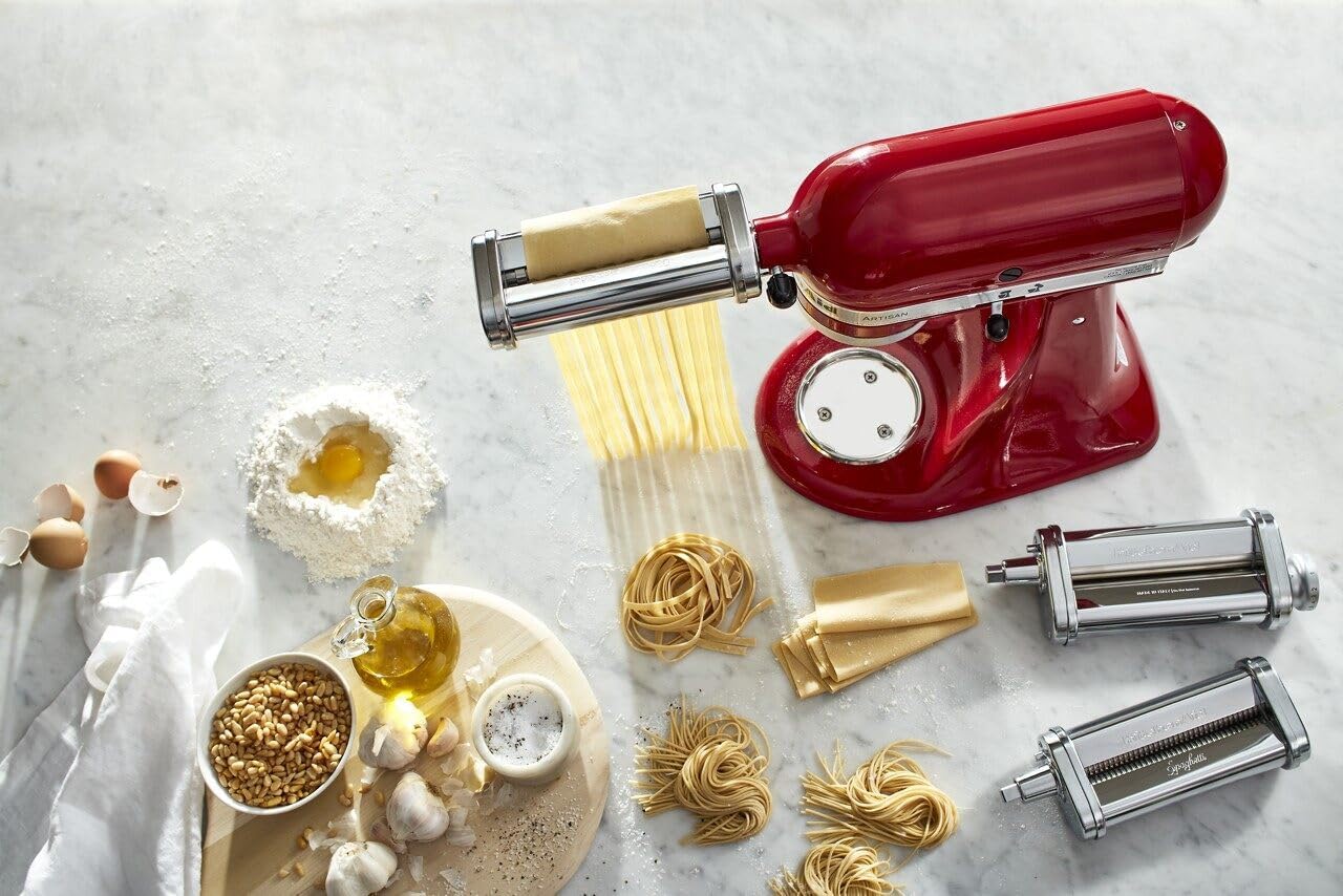 KSMPRA Stand Mixer Attachment Pasta Roller & Cutter. 3-Piece Set. Stainless Steel