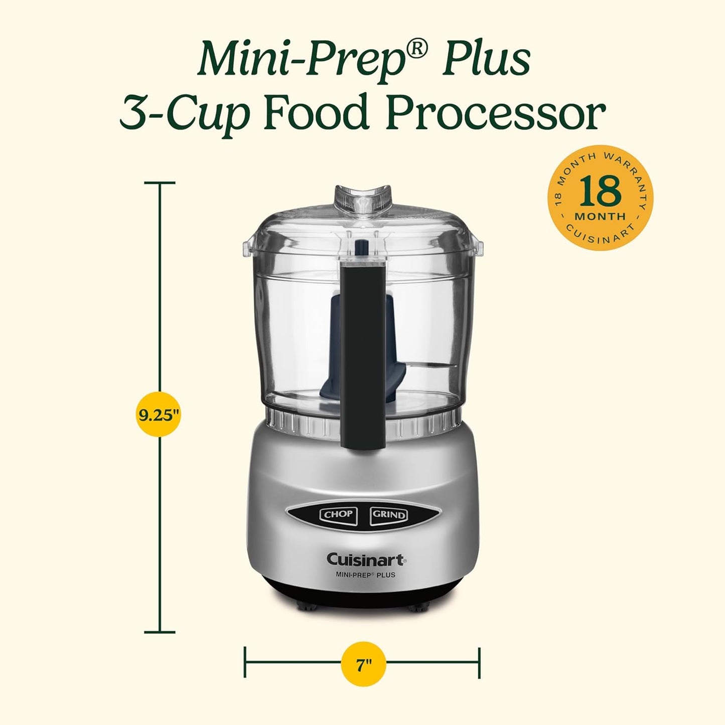 Food Processor. Mini-Prep 3 Cup. 24 oz. Brushed Chrome and Nickel. DLC-2ABC