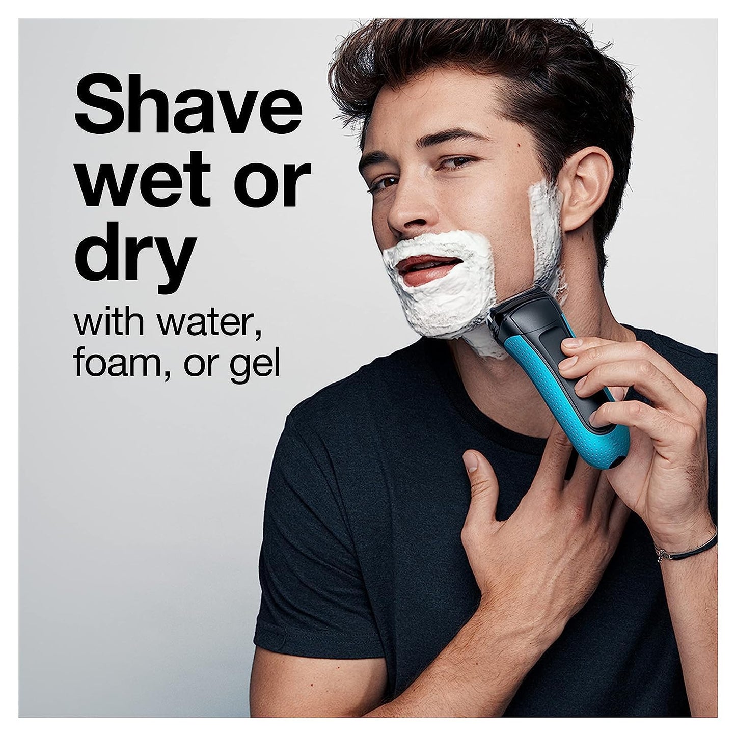 3 Razor with Precision Trimmer. Rechargeable. Wet & Dry Foil Shaver for Men. Blue/Black. 4 Piece