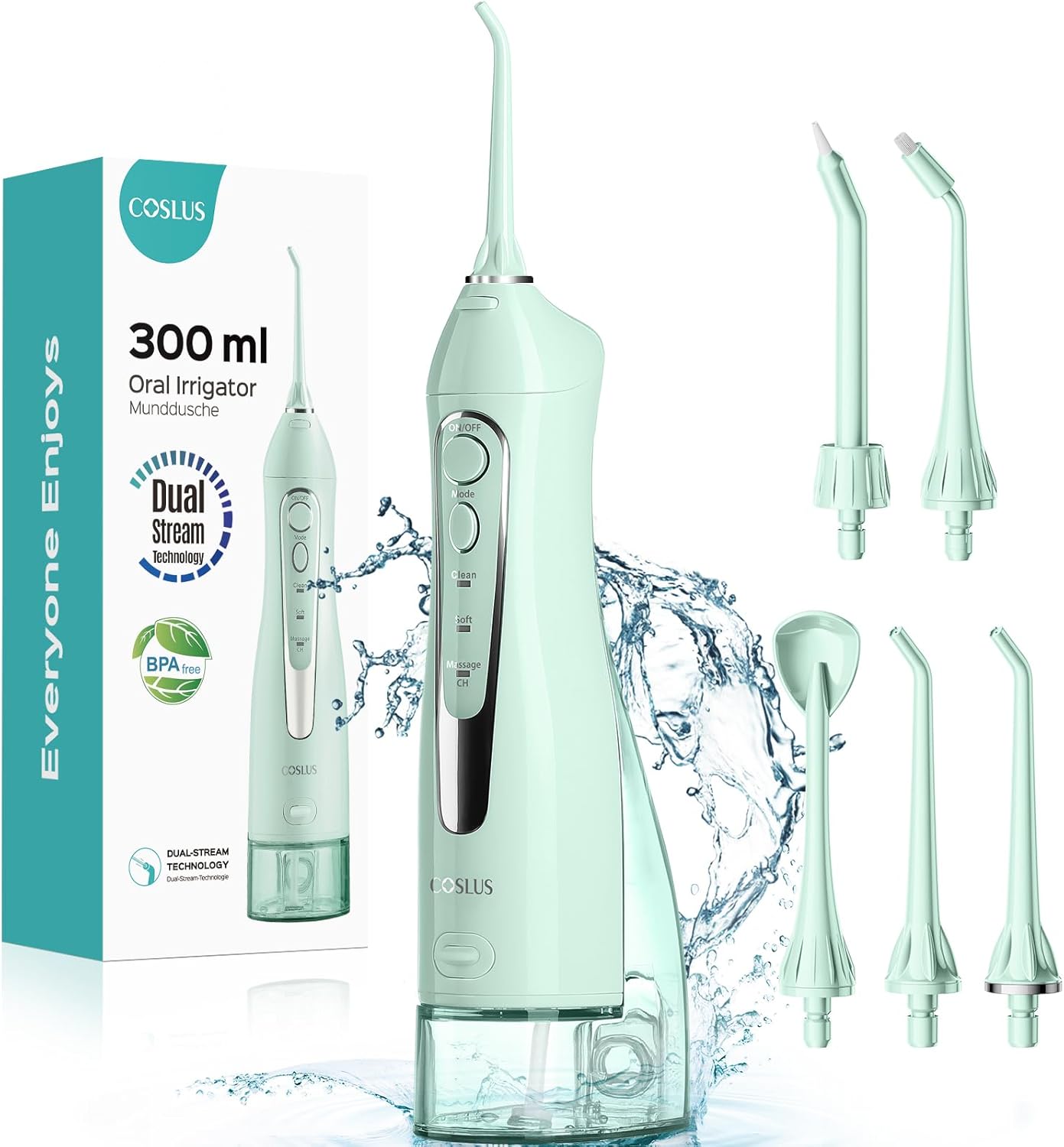 Water Dental Flosser Teeth Pick: Portable Cordless Oral Irrigator 300ML Rechargeable Travel Irrigation Cleaner IPX7 Waterproof Electric Flossing Machine for Teeth Cleaning C20(F5020E) Pink