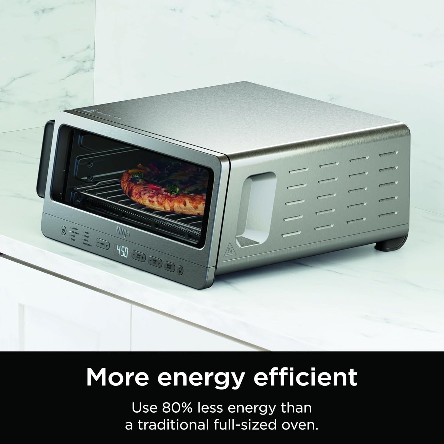 Flip Toaster Oven&Air Fryer. 8-in-1 Functionality. Flip Up&Away Capability for Storage Space. LargeCapacity. Air Fry Basket. SheetPan. Wire Rack&Removable Crumb Tray. Stainless.1800 watts. SP151
