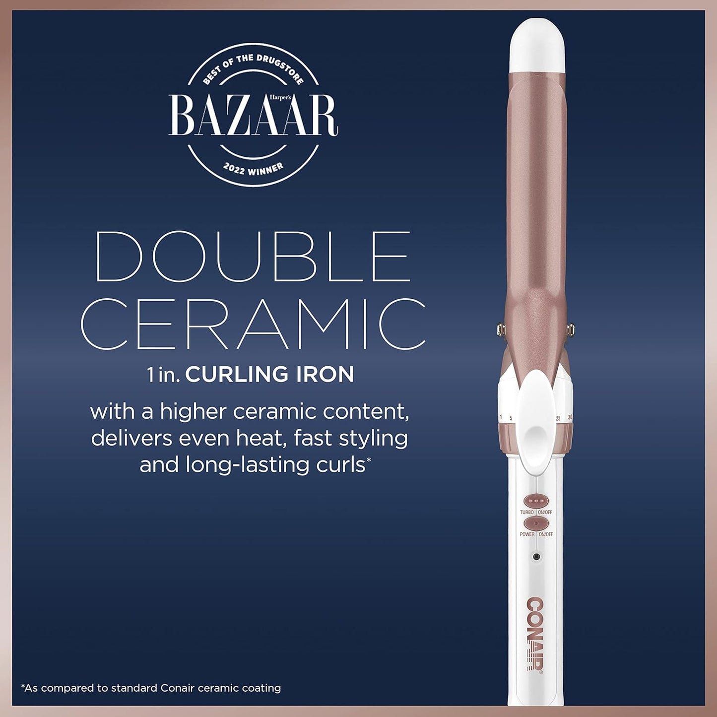 Double Ceramic 1-Inch Curling Iron. 1-inch barrel produces classic curls – for use on short. medium. and long hair