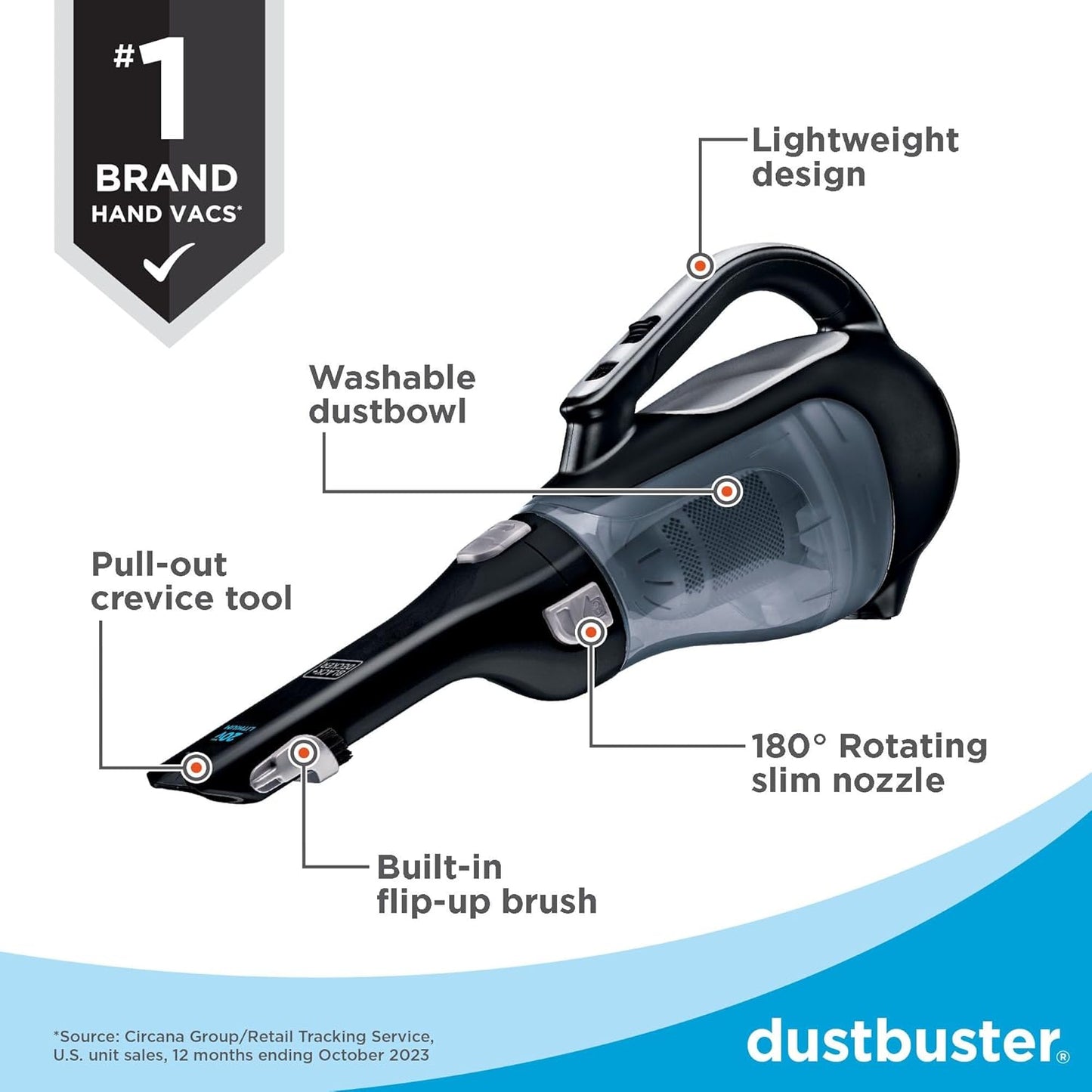 dustbuster 20V Cordless Handheld Vacuum. Powerful Suction. Home and Car Vacuum (BDH2000L)