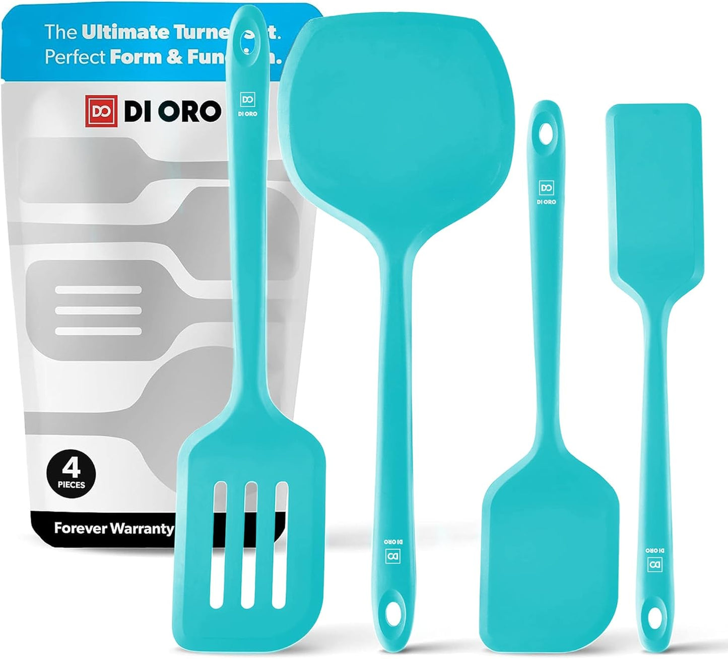 New Silicone Turner Spatula Set - Kitchen Spatulas for Nonstick Cookware - Cooking Utensils for Flipping Eggs & Pancakes - 600°F Heat-Resistant BPA Free Turners - Dishwasher Safe (4pc. Sage)