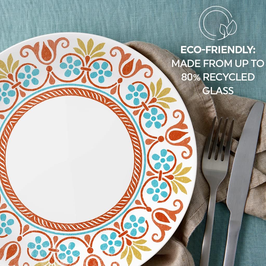 Global Collection Vitrelle Dinner Plates Set. Triple Layer Recycled Glass. Lightweight Eco-Friendly 10-1/4-In Plates Set. Terracotta Dreams (Pack of 6)