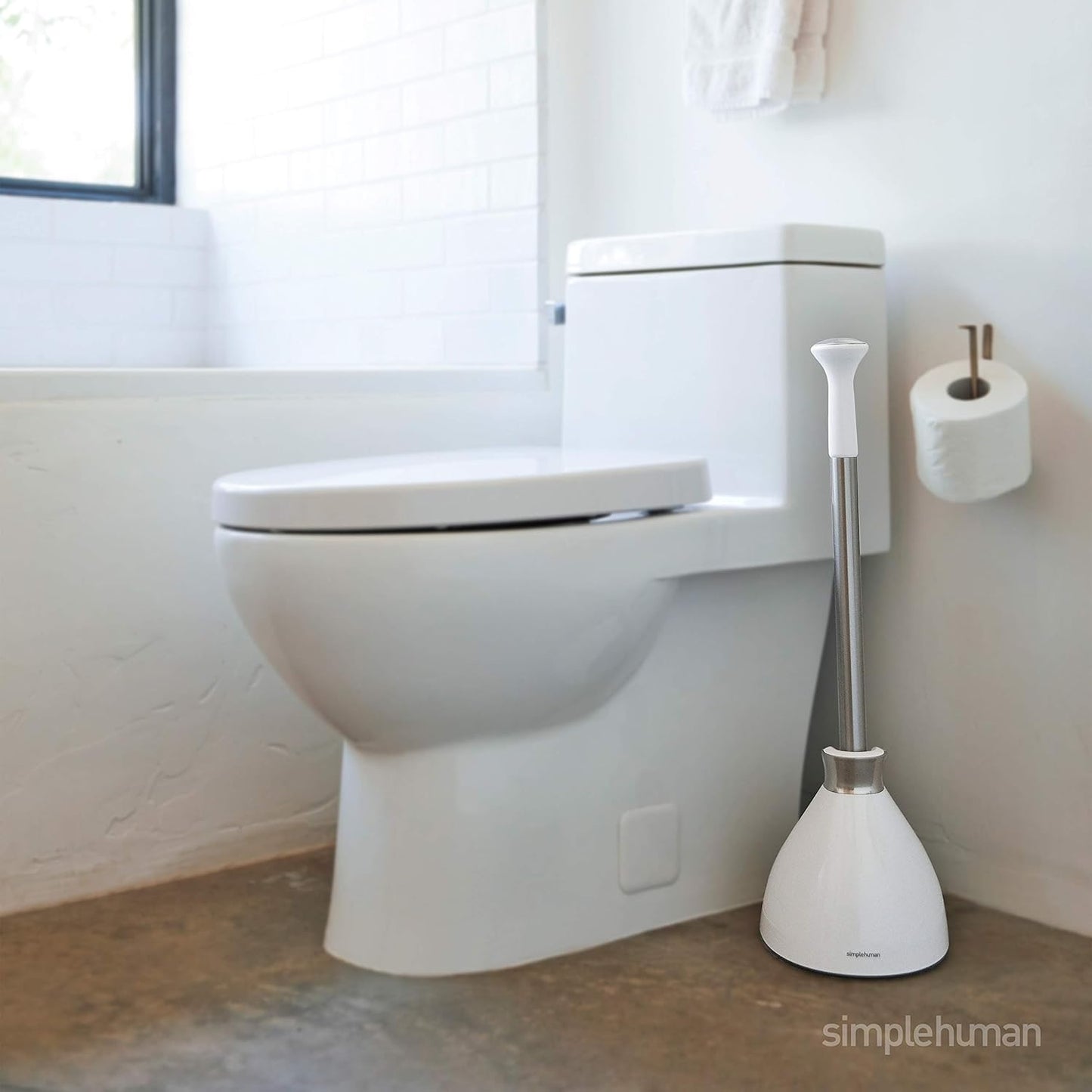 Toilet Plunger and Caddy Stainless Steel. Black