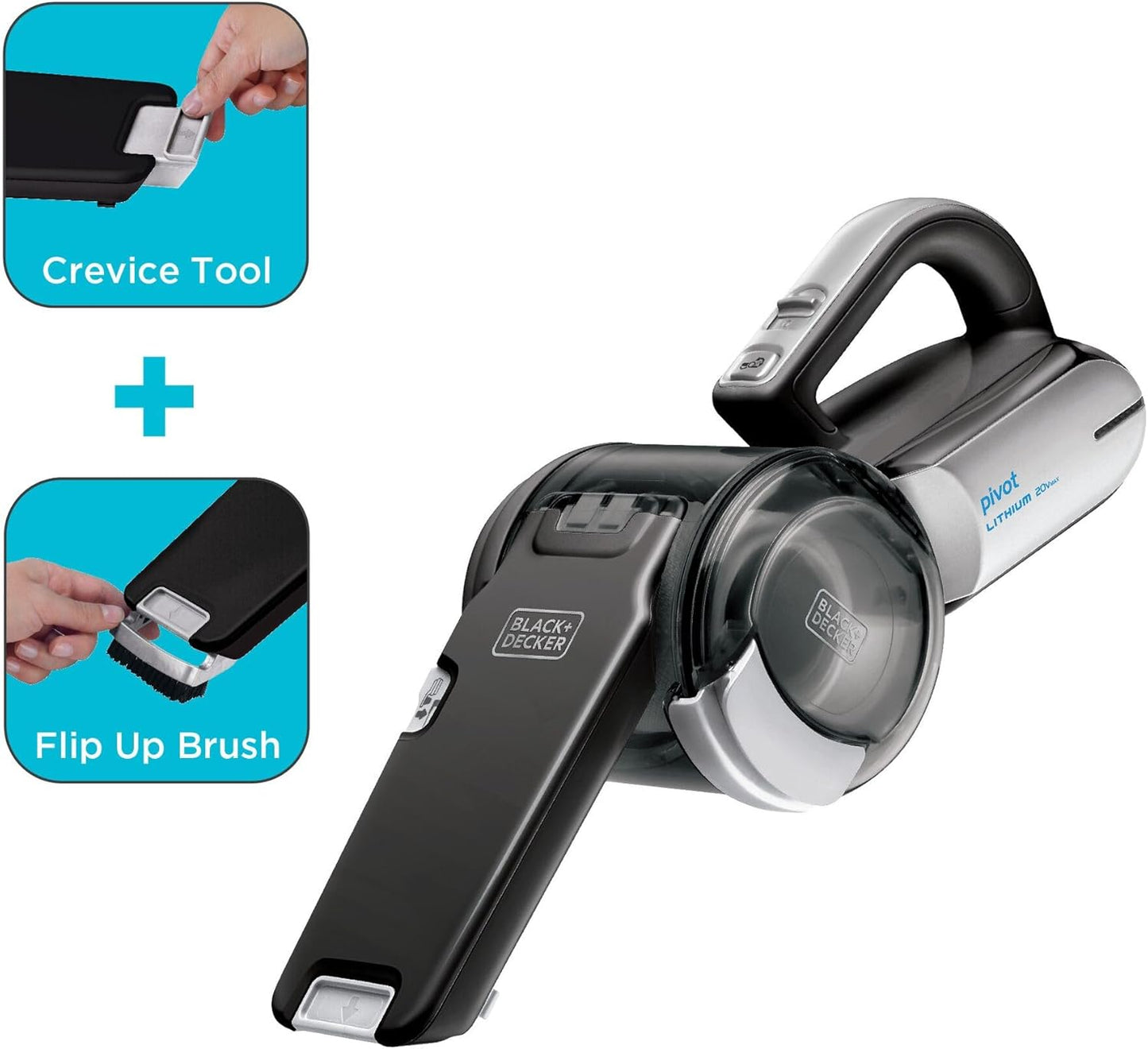 dustbuster PIVOT VAC Cordless Handheld Vacuum. Home and Car Vacuum with Crevice Tool and Pivot Nozzle (BDH2000PL)