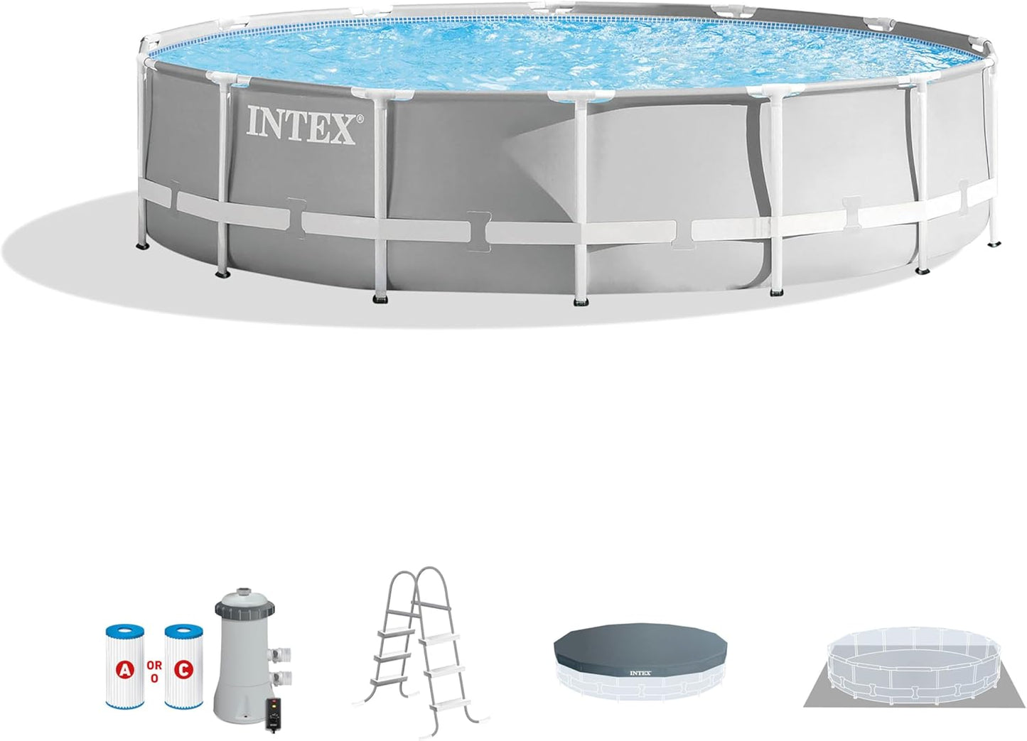 26719EH Prism Frame Premium Above Ground Swimming Pool Set: 14ft x 42in – Includes 1000 GPH Cartridge Filter Pump – SuperTough Puncture Resistant – Rust Resistant – 3357 Gallon Capacity