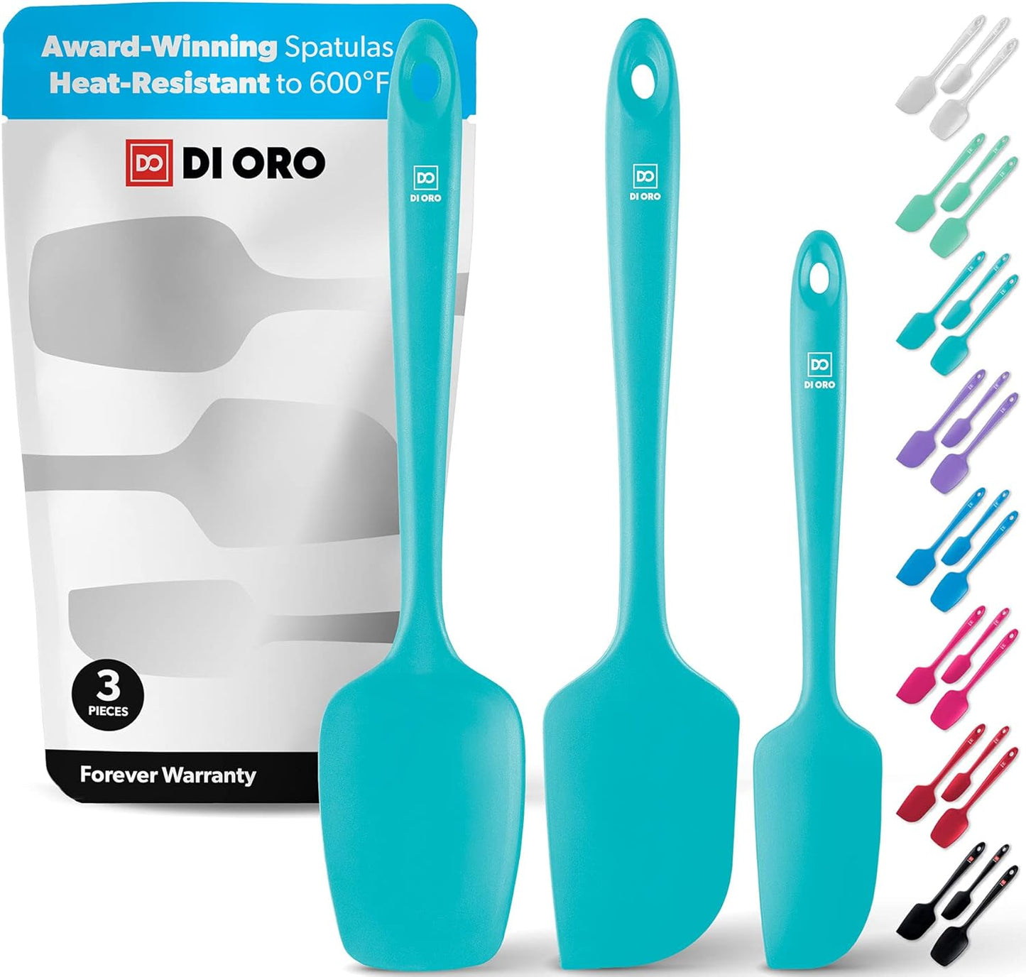 Silicone Spatula Set - Rubber Kitchen Spatulas for Baking. Cooking. & Mixing - 600°F Heat-Resistant & BPA Free Silicone Scraper Spatulas for Nonstick Cookware - Dishwasher Safe (3pc. Black)
