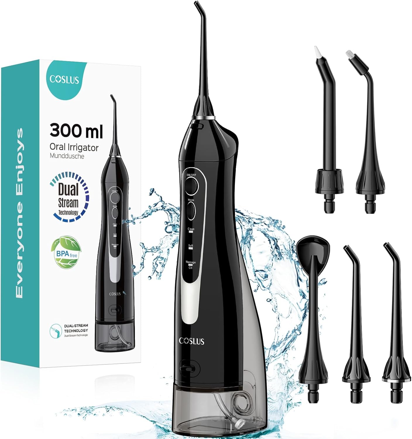 Water Dental Flosser Teeth Pick: Portable Cordless Oral Irrigator 300ML Rechargeable Travel Irrigation Cleaner IPX7 Waterproof Electric Flossing Machine for Teeth Cleaning C20(F5020E) Pink