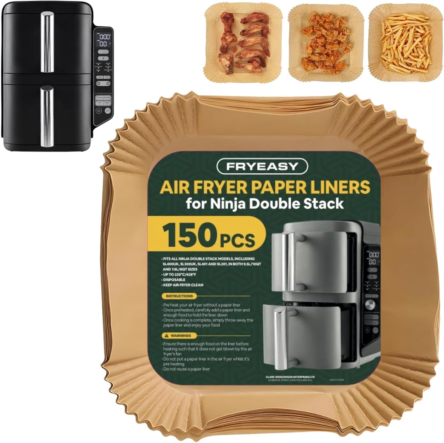 Air Fryer Liners for DoubleStack SL401 8-10QT: 150pcs Disposable Paper Liners. Compatible with SL401 and SL201 Double Stack by FryEasy