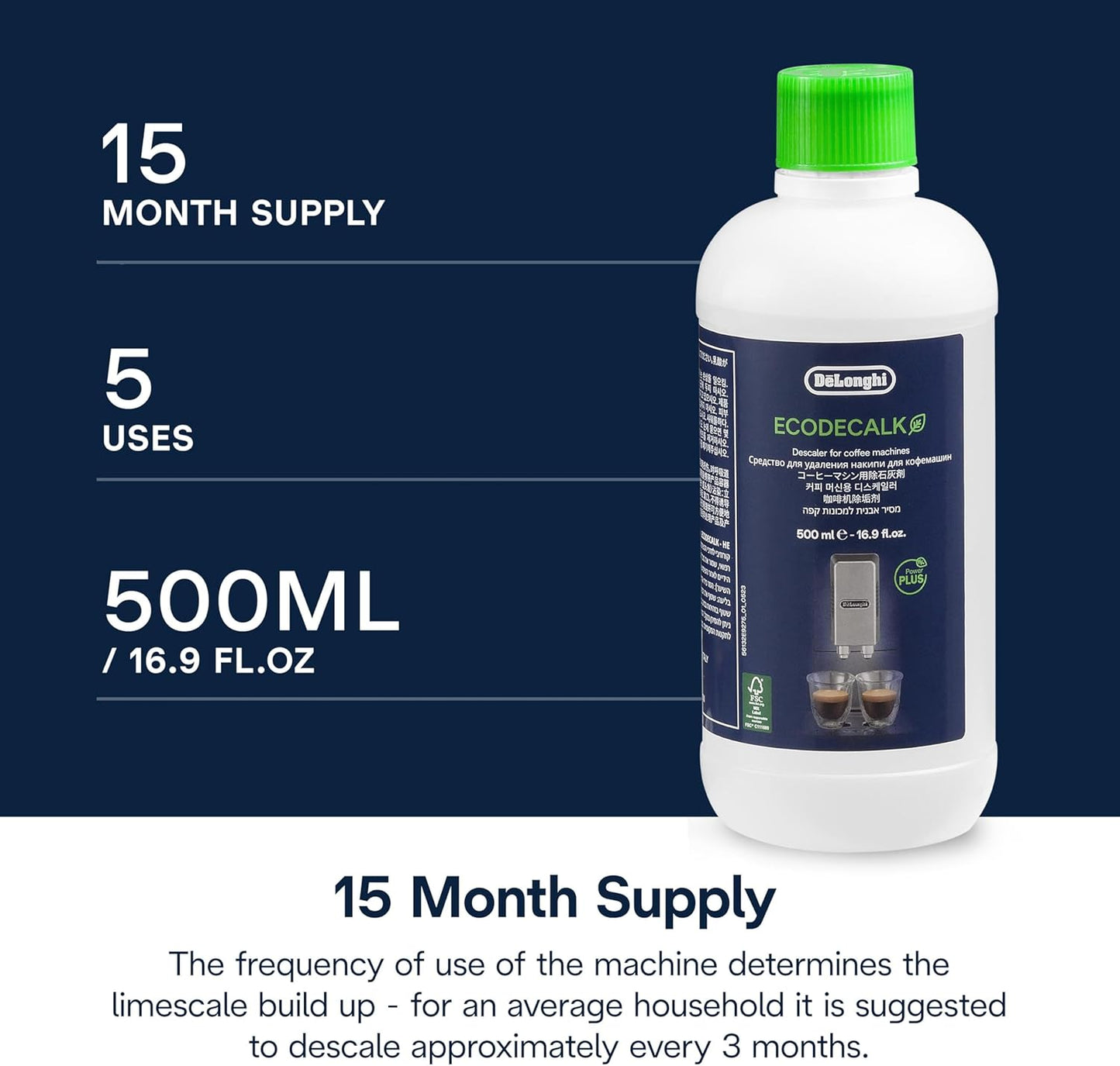 EcoDecalk Descaler. Eco-Friendly Universal Descaling Solution for Coffee & Espresso Machines. 16.90 oz (5 uses)