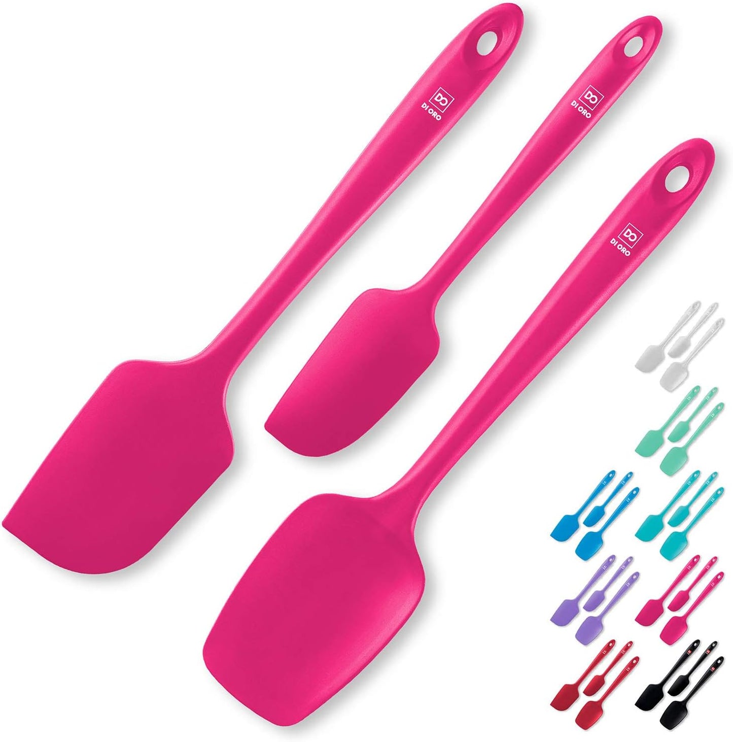 Silicone Spatula Set - Rubber Kitchen Spatulas for Baking. Cooking. & Mixing - 600°F Heat-Resistant & BPA Free Silicone Scraper Spatulas for Nonstick Cookware - Dishwasher Safe (3pc. Black)