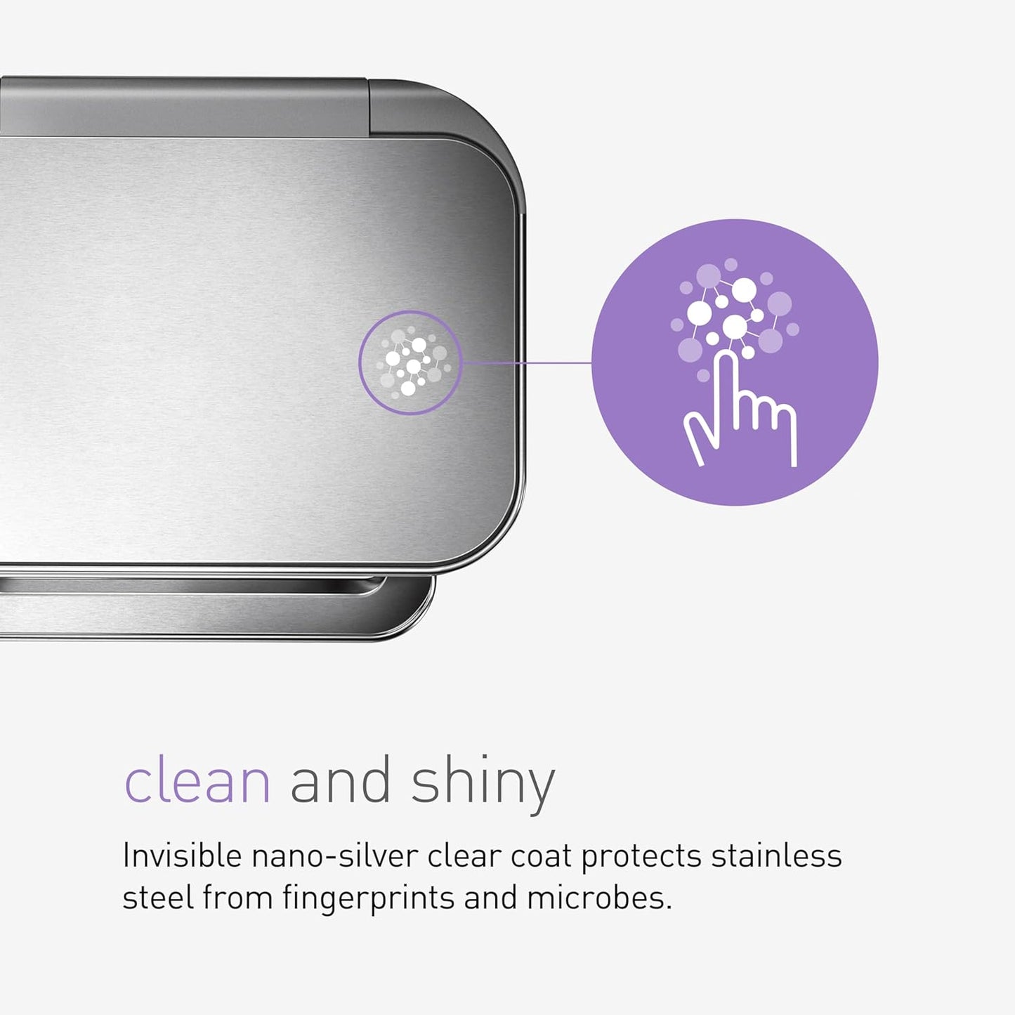 45 Liter / 12 Gallon Rectangular Hands-Free Kitchen Step Trash Can with Soft-Close Lid. Brushed Stainless Steel
