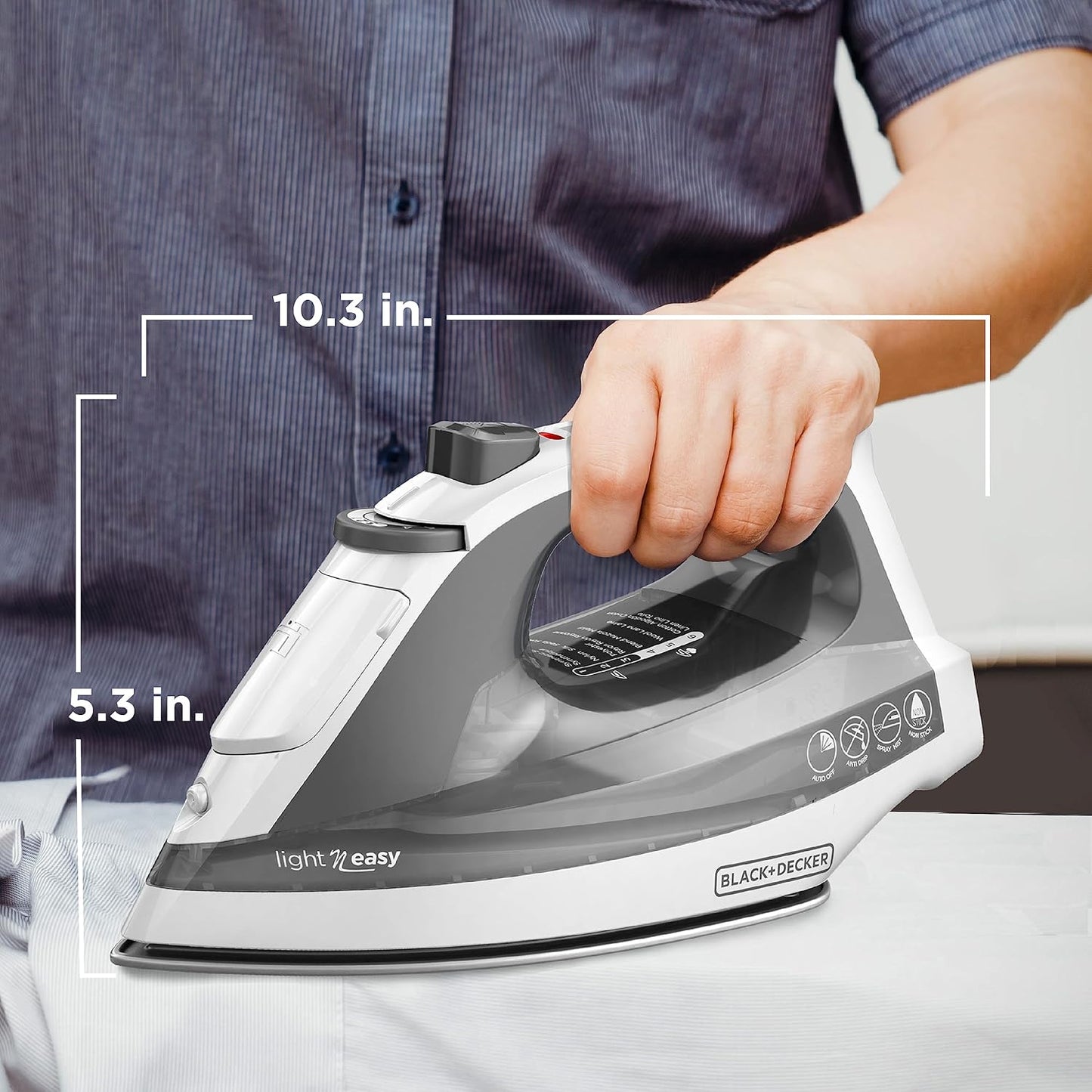 Light 'N Easy Compact Steam Iron. IR1020S. Stainless Steel Soleplate. Spray Mist. Anti-Drip. Auto Shutoff