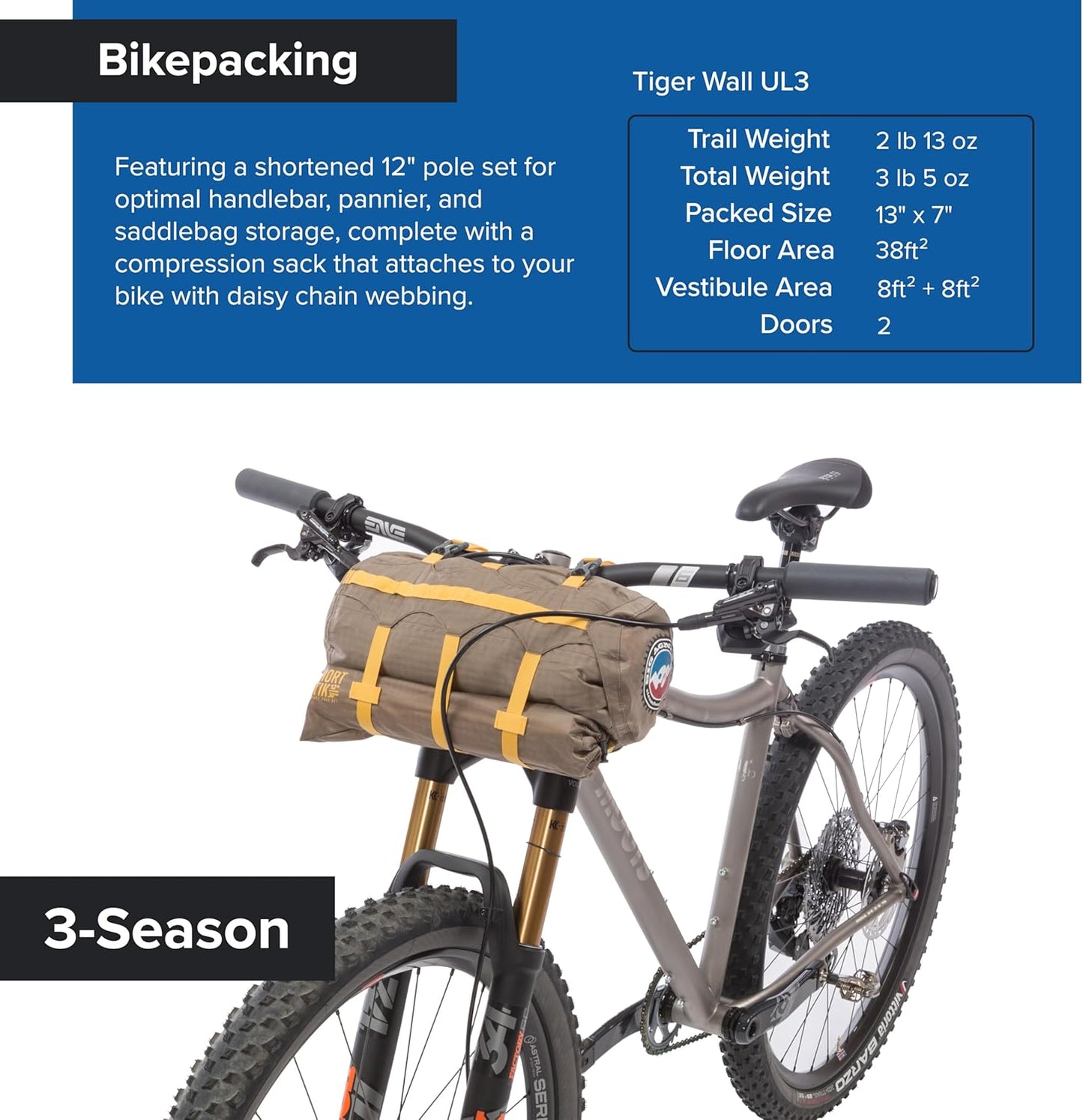 Tiger Wall UL Ultralight Bikepacking Tent with UV-Resistant Solution Dyed Fabric