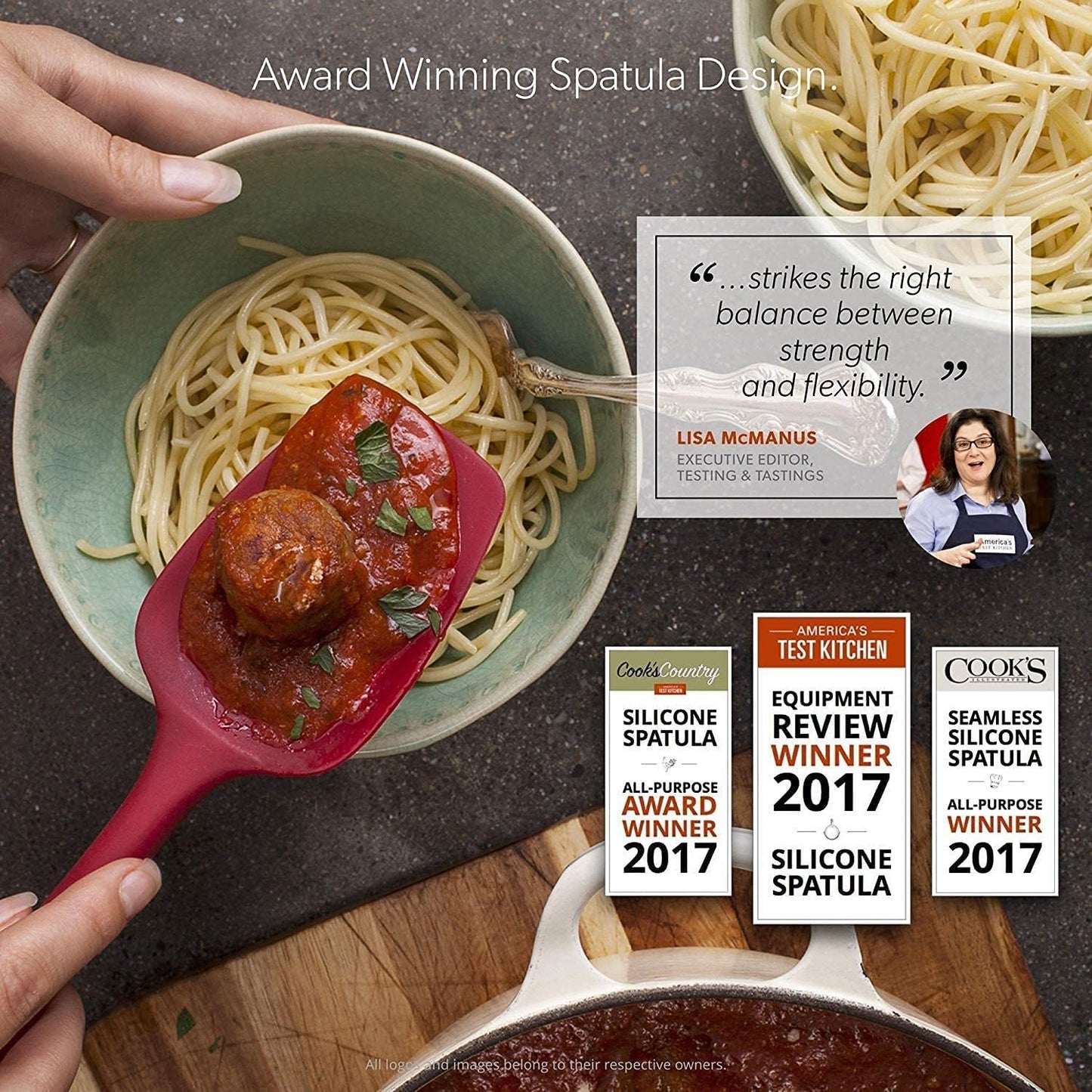 Silicone Spoon Spatula - 600°F Heat-Resistant Large Silicone Spoonula Scraper - BPA Free Nonstick Cookware Safe Rubber Kitchen Utensil for Baking. Cooking. & Mixing - Dishwasher Safe (Red)