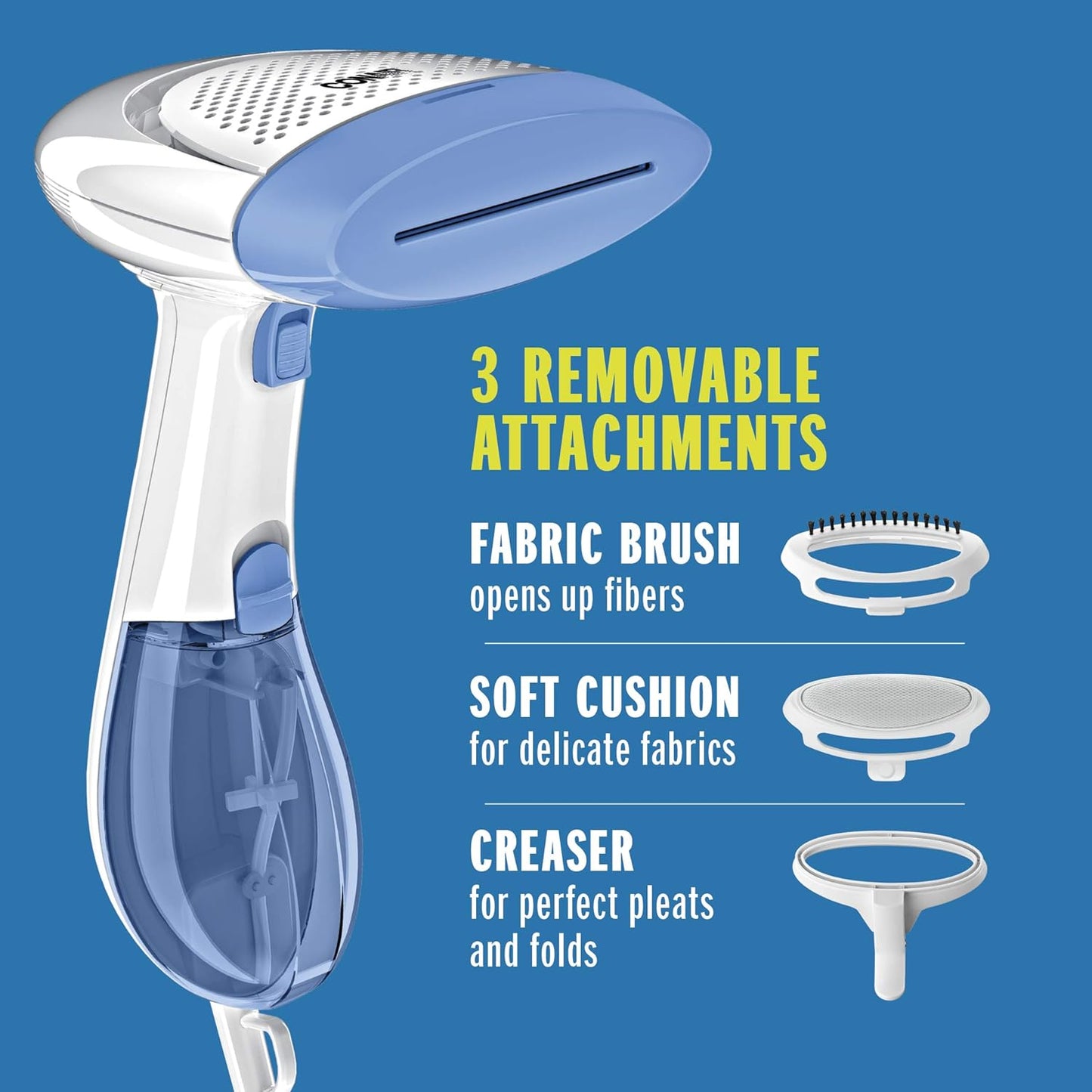 Handheld Garment Steamer for Clothes. ExtremeSteam 1200W. Portable Handheld Design.White/Blue
