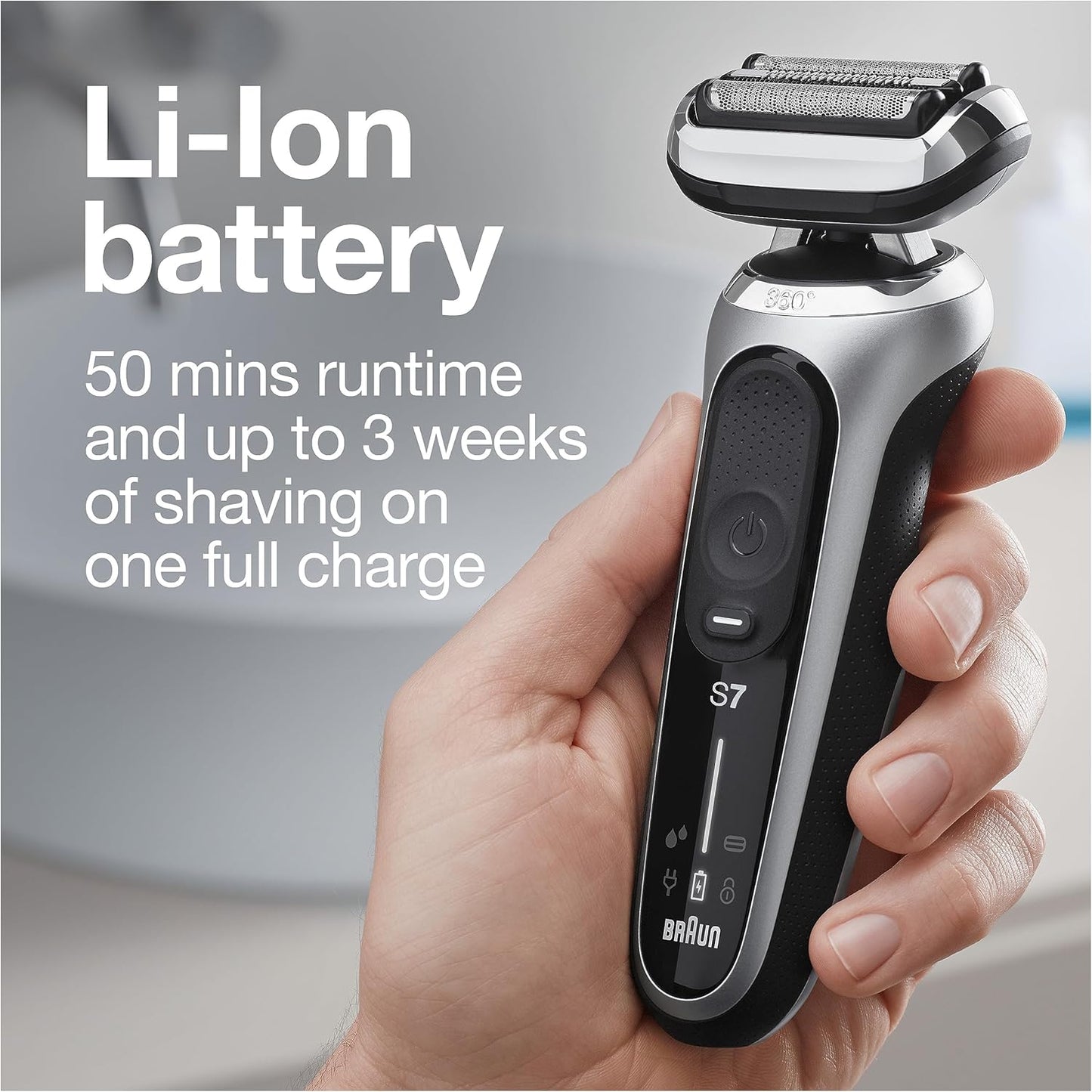 7 7032cs Flex Electric Razor for Men. Wet & Dry. Electric Razor. Rechargeable. Cordless Foil Shaver with Beard Trimmer and Charging Stand. Silver