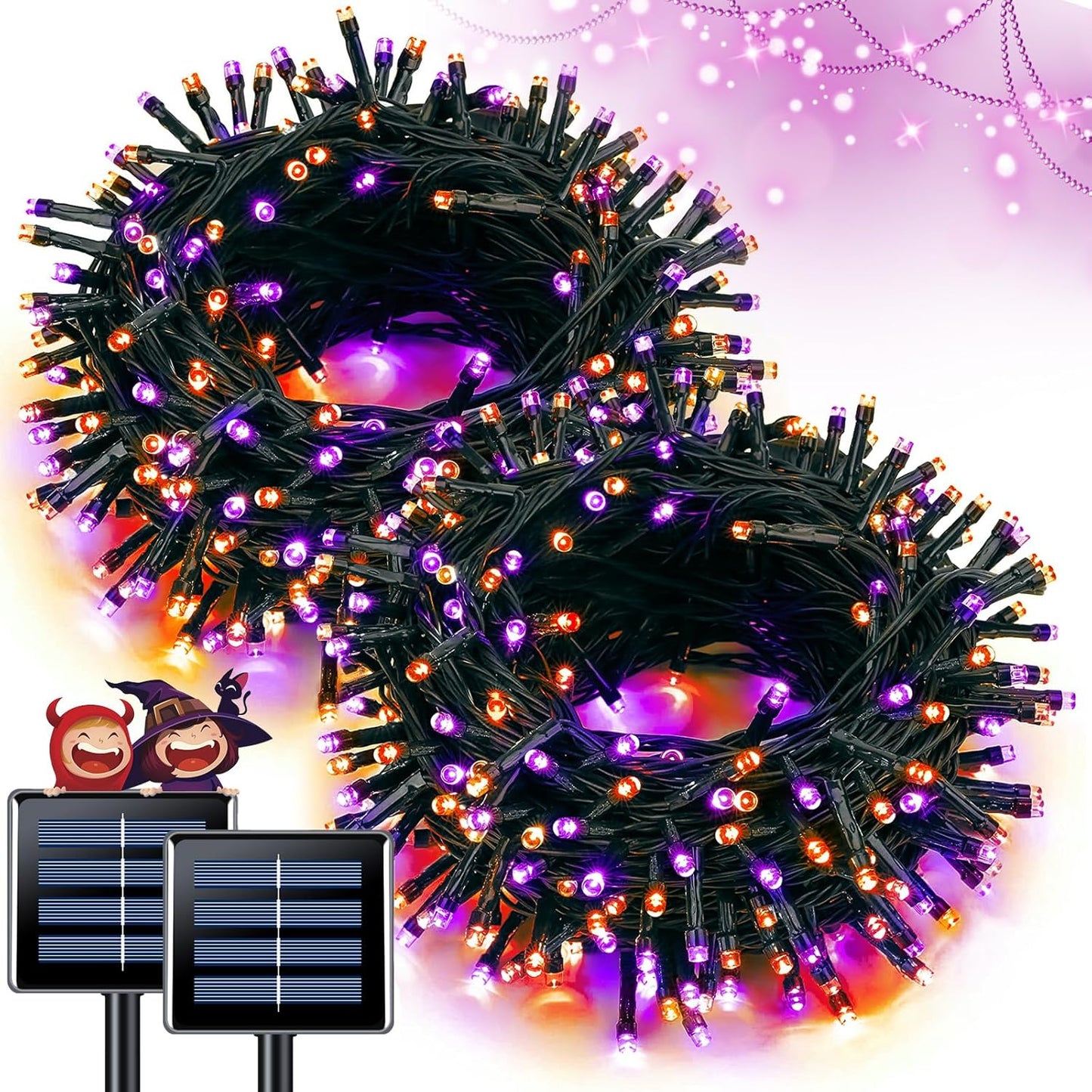 2 Pack Red White and Blue Solar Lights 100LED 33ft Patriot Solar String Lights Waterproof. 8 Modes 4th of July Lights for Independence Day. Gardens. Tree. Outdoor 4th of July Decorations