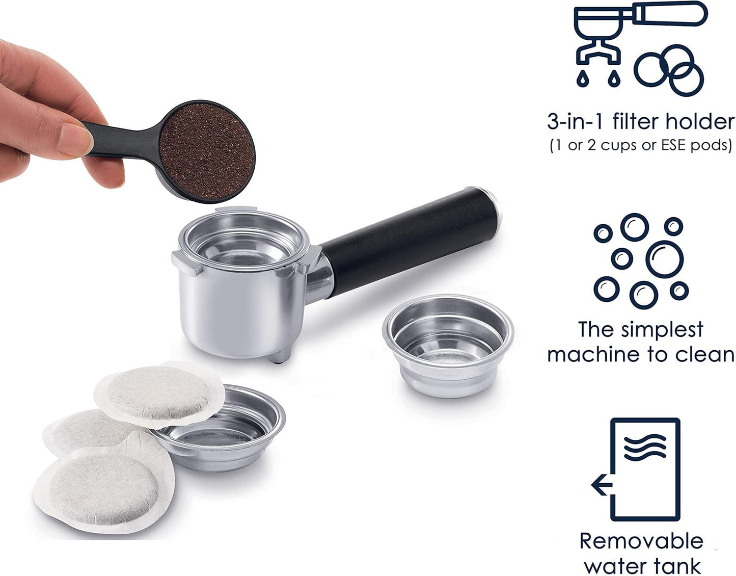 15 Bar Pump Espresso and Cappuccino Machine with Premium Adjustable Frother. Stainless Steel. ECP3630