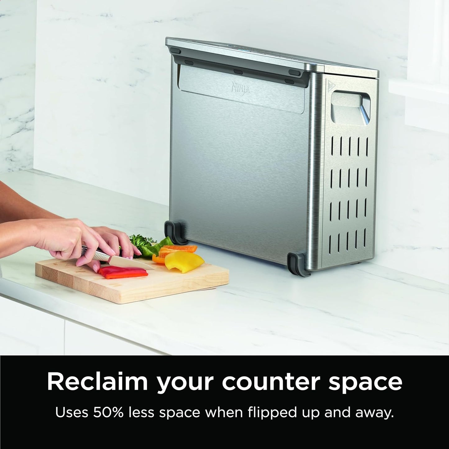 Flip Toaster Oven&Air Fryer. 8-in-1 Functionality. Flip Up&Away Capability for Storage Space. LargeCapacity. Air Fry Basket. SheetPan. Wire Rack&Removable Crumb Tray. Stainless.1800 watts. SP151