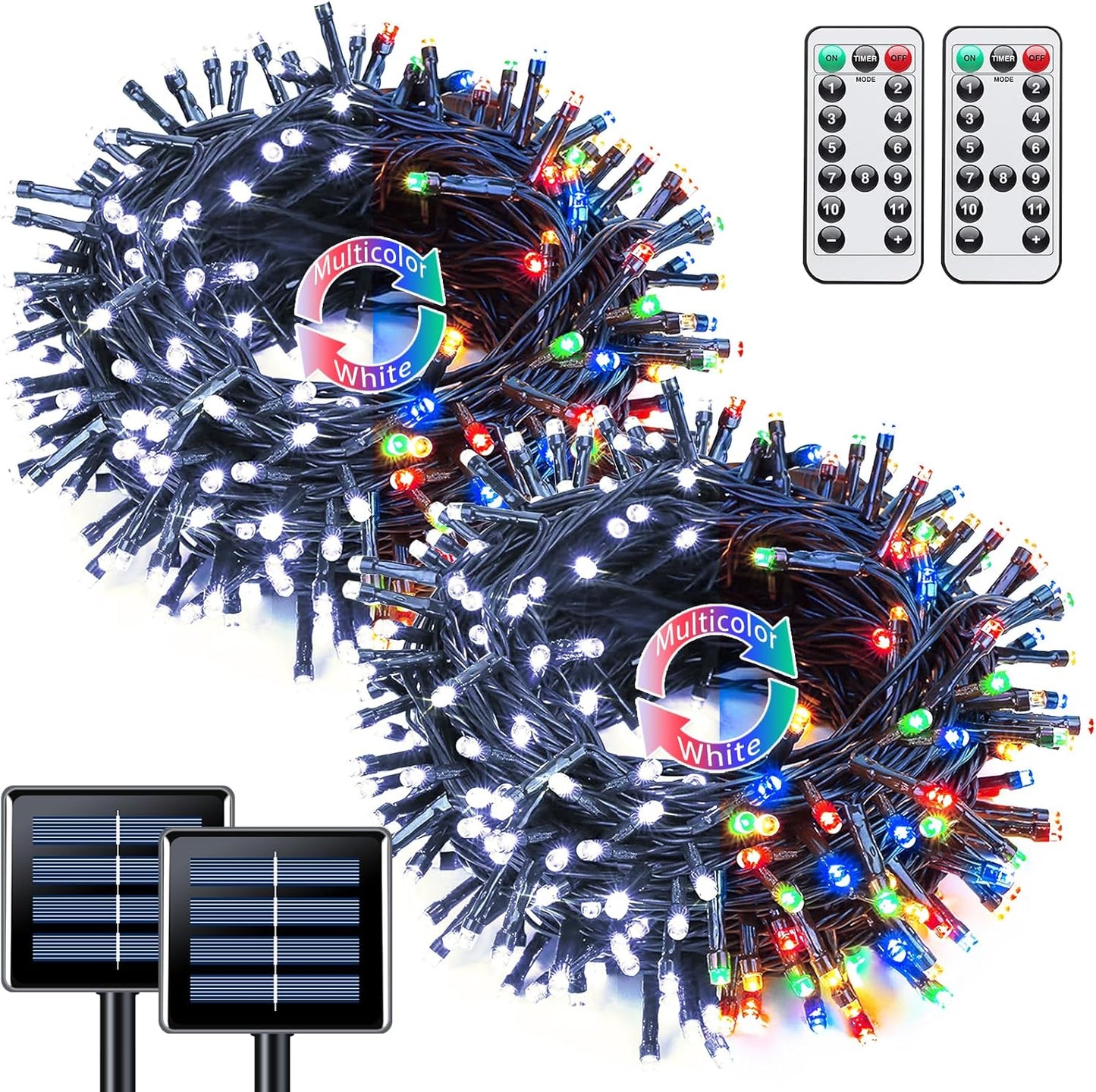 2 Pack Red White and Blue Solar Lights 100LED 33ft Patriot Solar String Lights Waterproof. 8 Modes 4th of July Lights for Independence Day. Gardens. Tree. Outdoor 4th of July Decorations