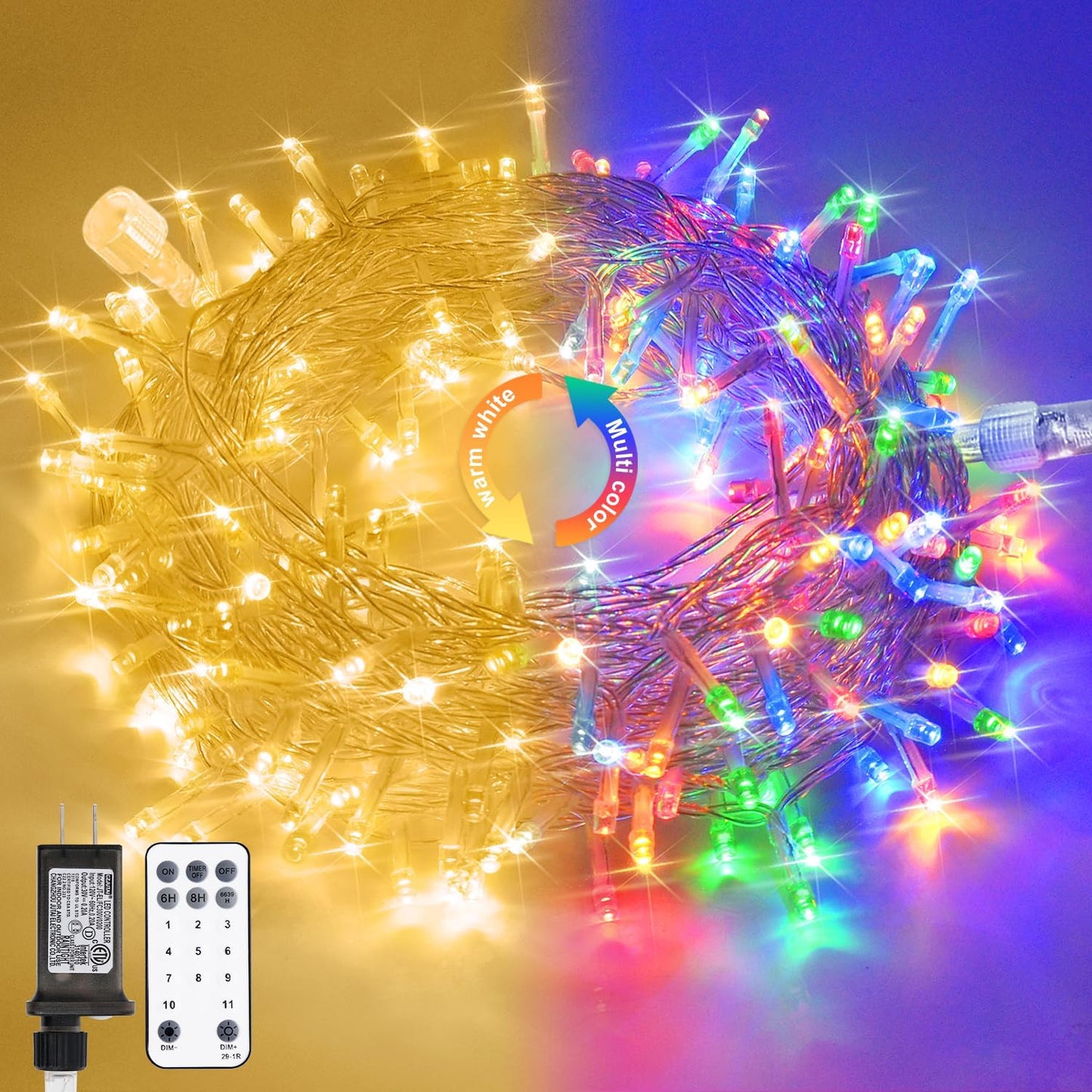 4th of July Decorations 100 LED String Lights Indoor. 33ft Red White and Blue Lights Plug-in. 8 Modes Patriotic 4th of July Lights for Indoor Outdoor Independence Day American Flag Holiday