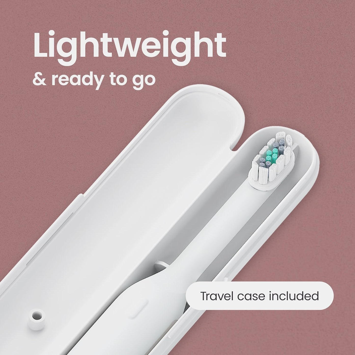 Next Generation Smart Toothbrush - Timed Electric Toothbrush with Case - Replaceable Brush Head. Soft Bristles. Silicone Handle. 30-Day Battery Life - Travel Toothbrush - Stone
