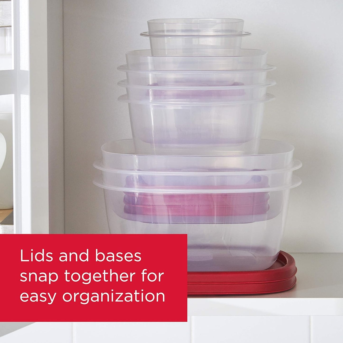 16-Piece BPA-Free Plastic Food Storage Set. Red Vented Lids - Microwave. Dishwasher Safe: Perfect for Meal Prep. Leftovers. and Kitchen Organization
