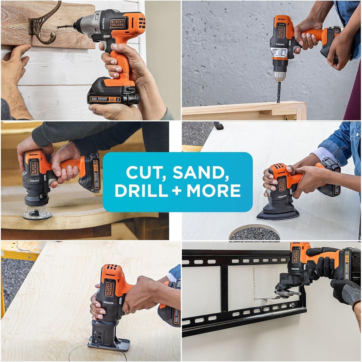 20V MAX MATRIX Drill. Power Tool Combo Kit. 6-Tool Set. Cordless Tool Set (BDCDMT1206KITC)