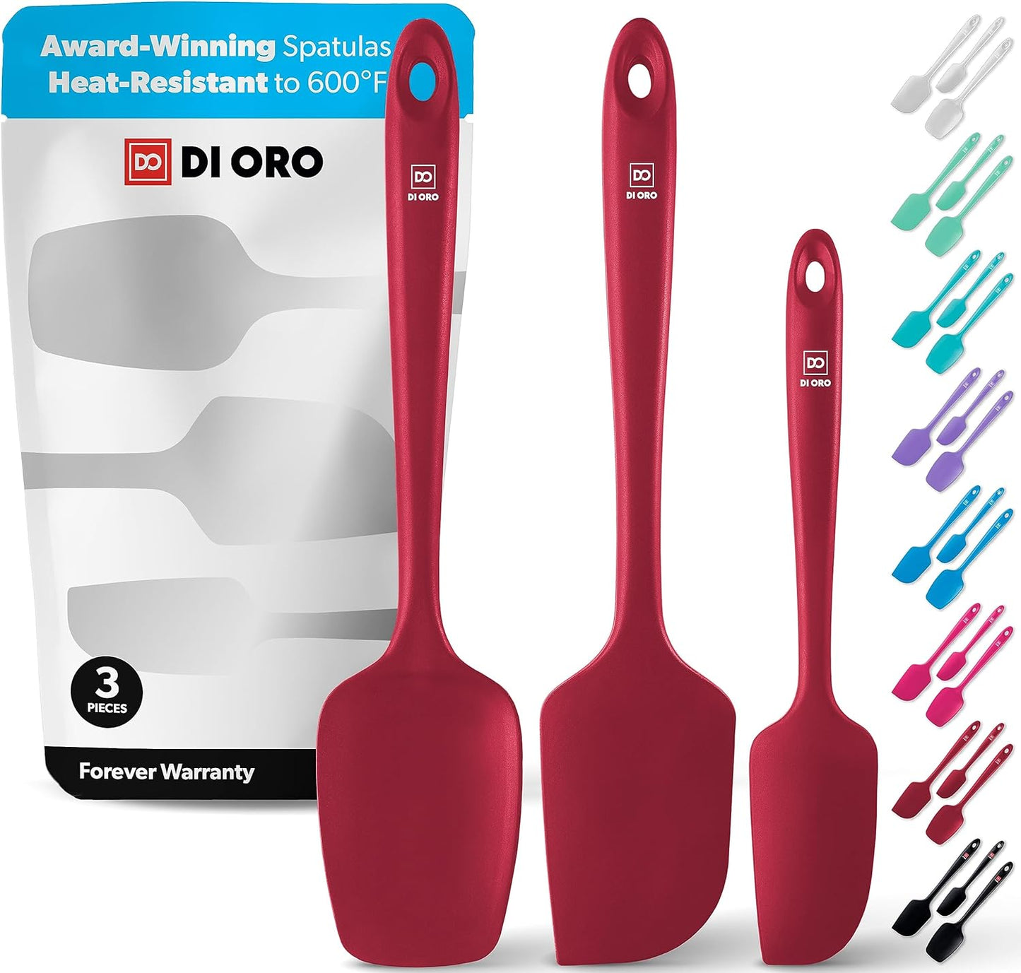 Silicone Spatula Set - Rubber Kitchen Spatulas for Baking. Cooking. & Mixing - 600°F Heat-Resistant & BPA Free Silicone Scraper Spatulas for Nonstick Cookware - Dishwasher Safe (3pc. Black)