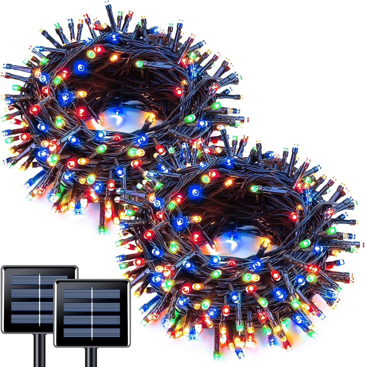 2 Pack Red White and Blue Solar Lights 100LED 33ft Patriot Solar String Lights Waterproof. 8 Modes 4th of July Lights for Independence Day. Gardens. Tree. Outdoor 4th of July Decorations