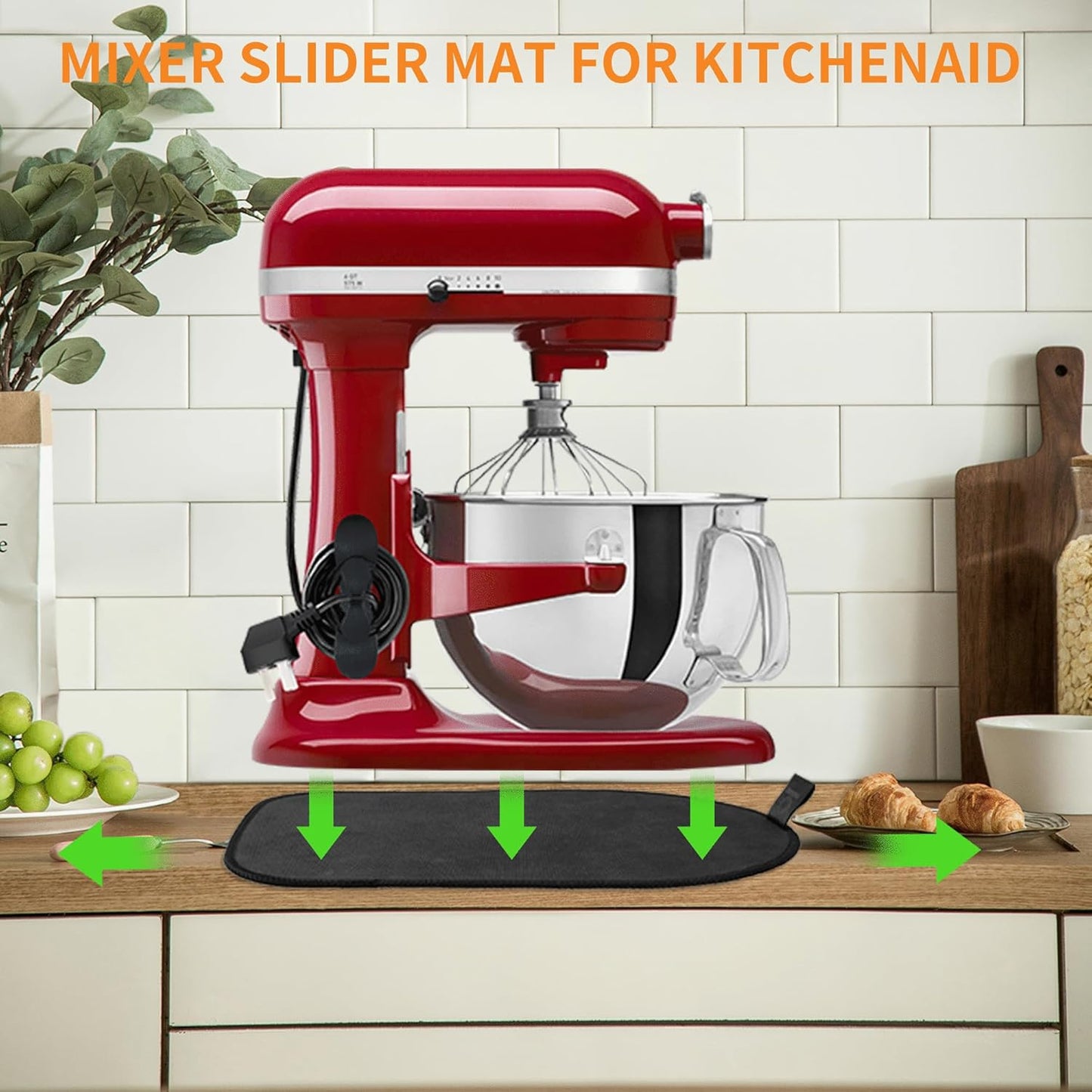 Sliding Mat for Mixer with 2 Black Kitchen Accessories. Mover Slider Mat Pad for 5-8 Qt Bowl-Lift Stand Mixer. Kitchen Appliance Slider Mat Compatible with Professional 600 Stand Mixer